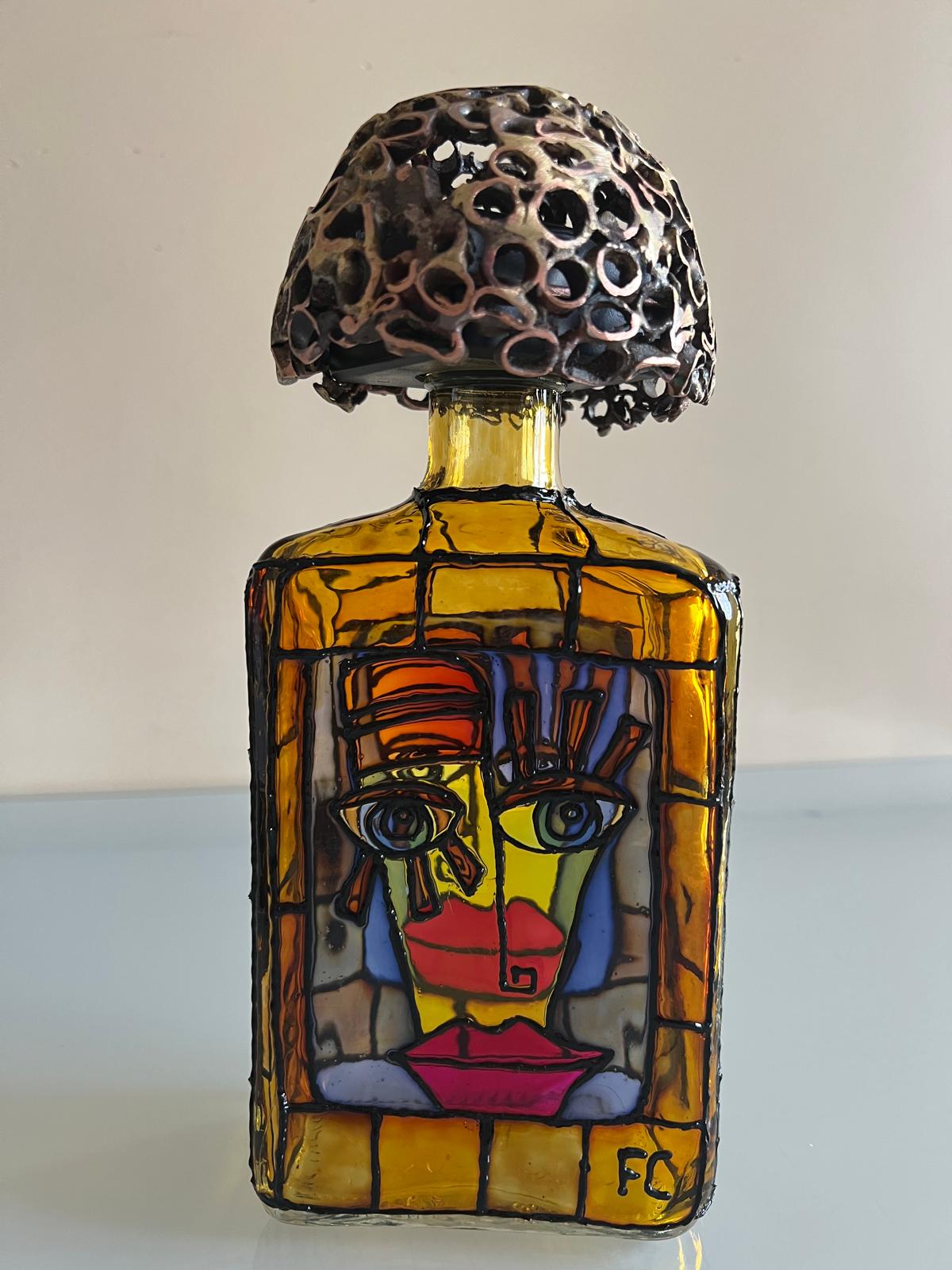 Bouteille en verre artistique