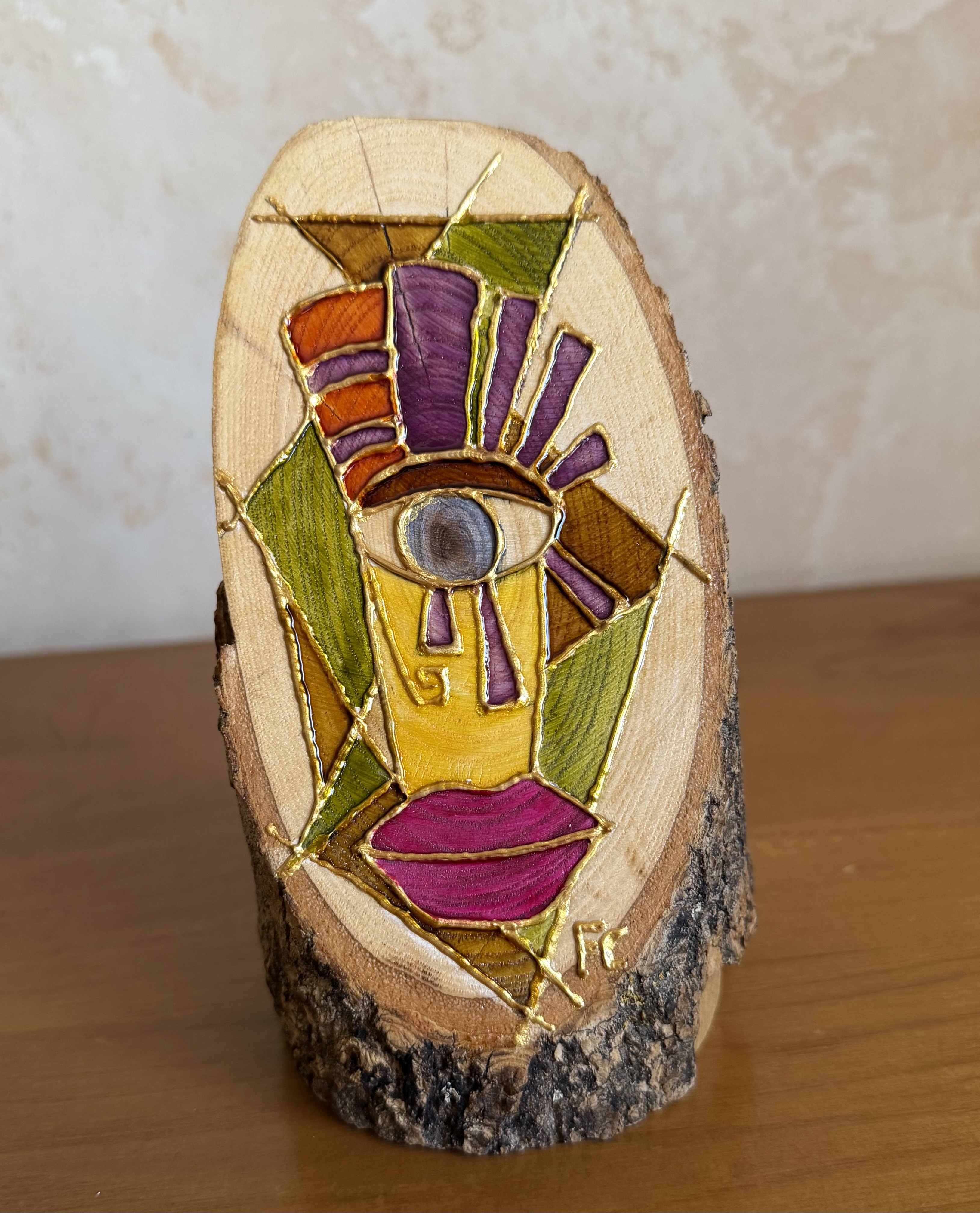 Abstract Face Wood Art Print