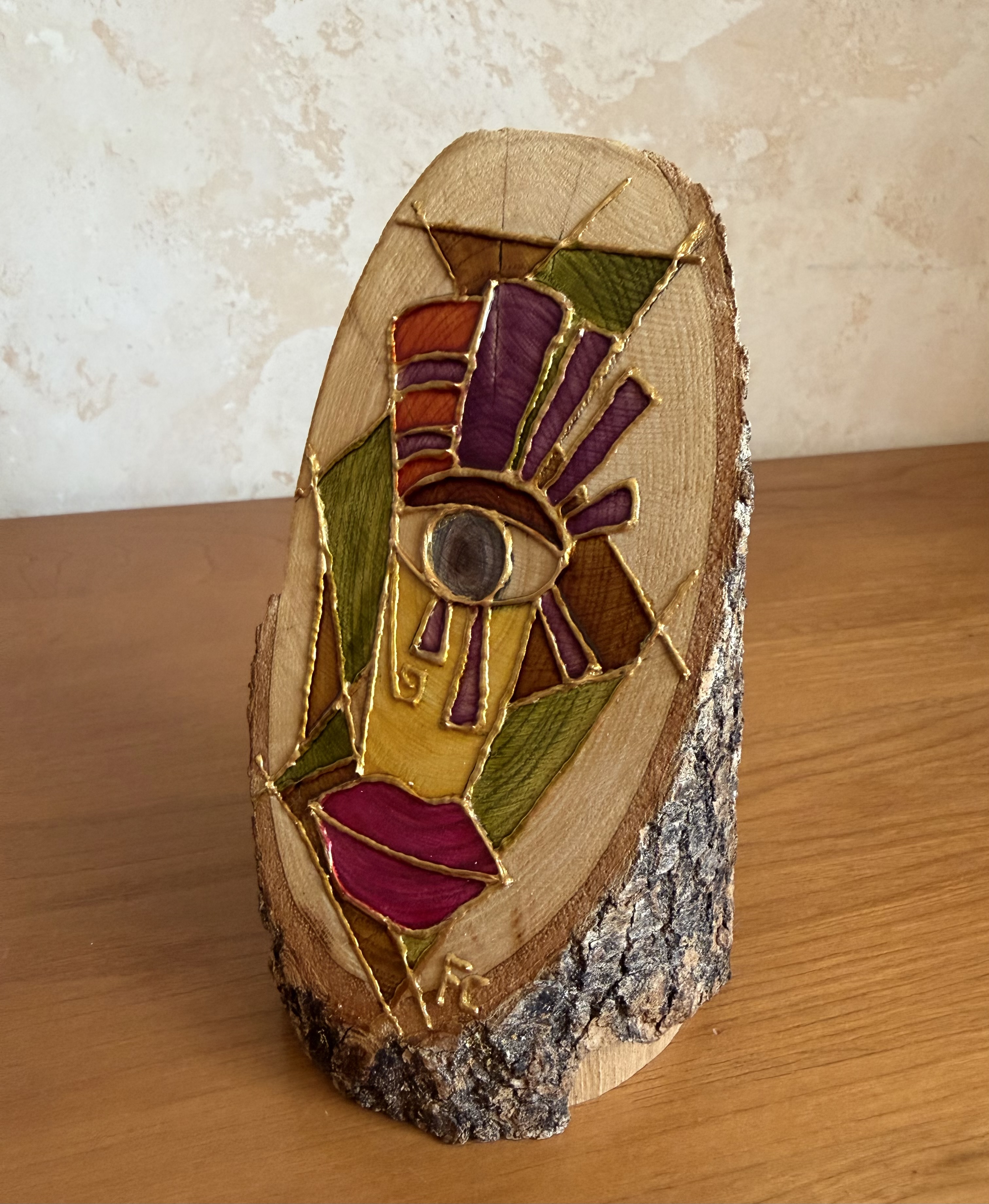 Abstract Face Wood Art Print