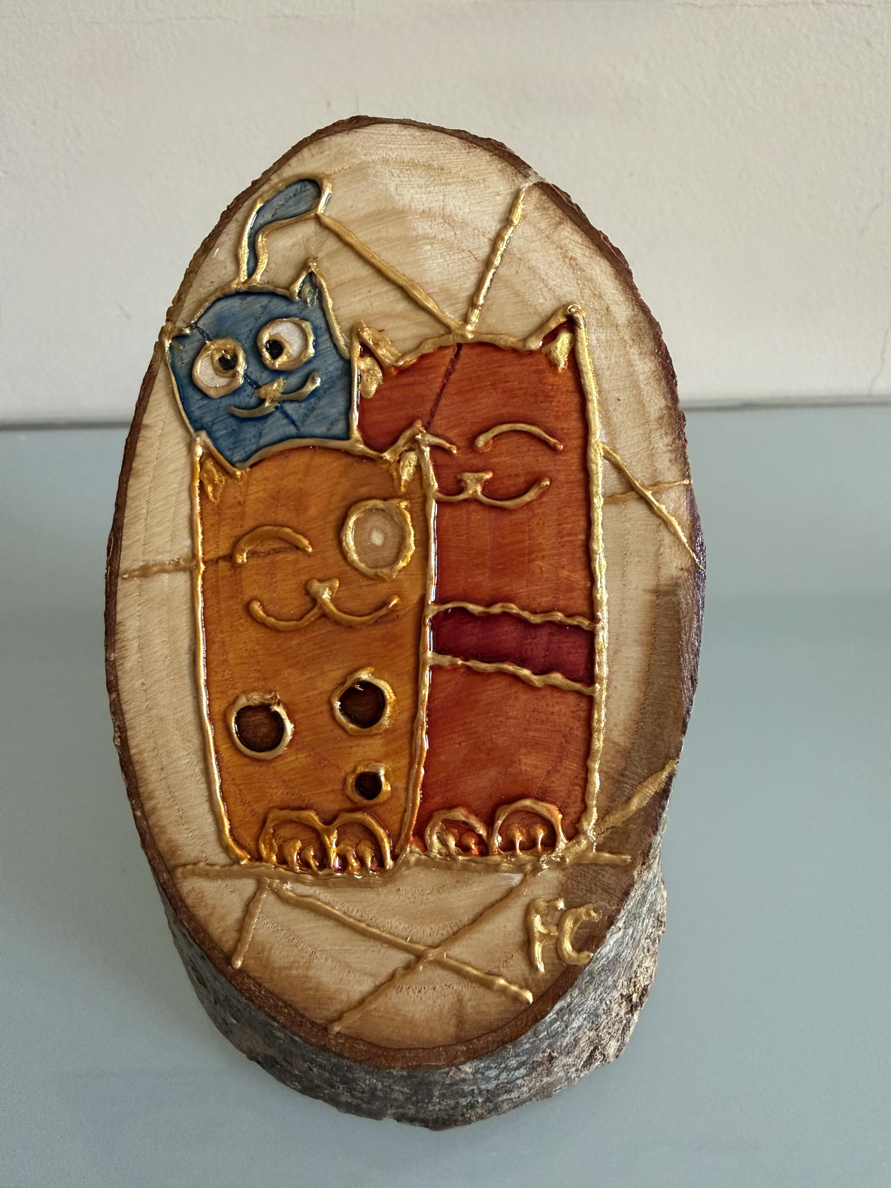 3 Chatons sur bois