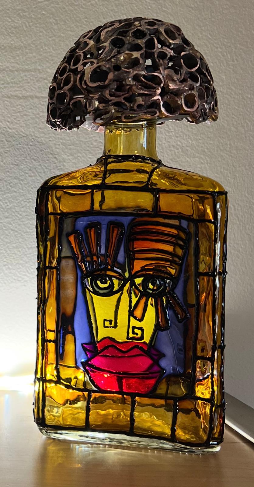 Bouteille en verre artistique