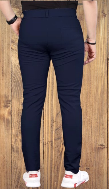 Solid Polyester Regular Fit Men's Blue Attire Pant