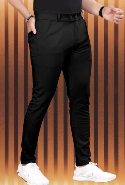 Men Solid Black Pant