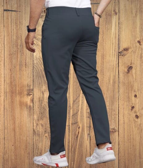 Men Regular Fit Grey Blend Trousers