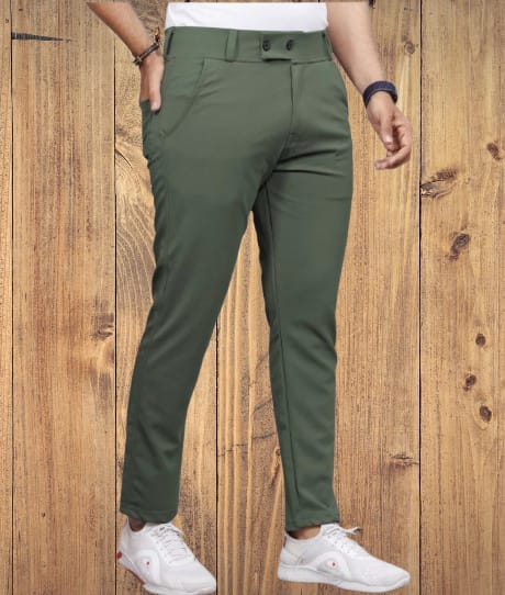 Men Regular Fit Light Green Lycra Blend Trousers