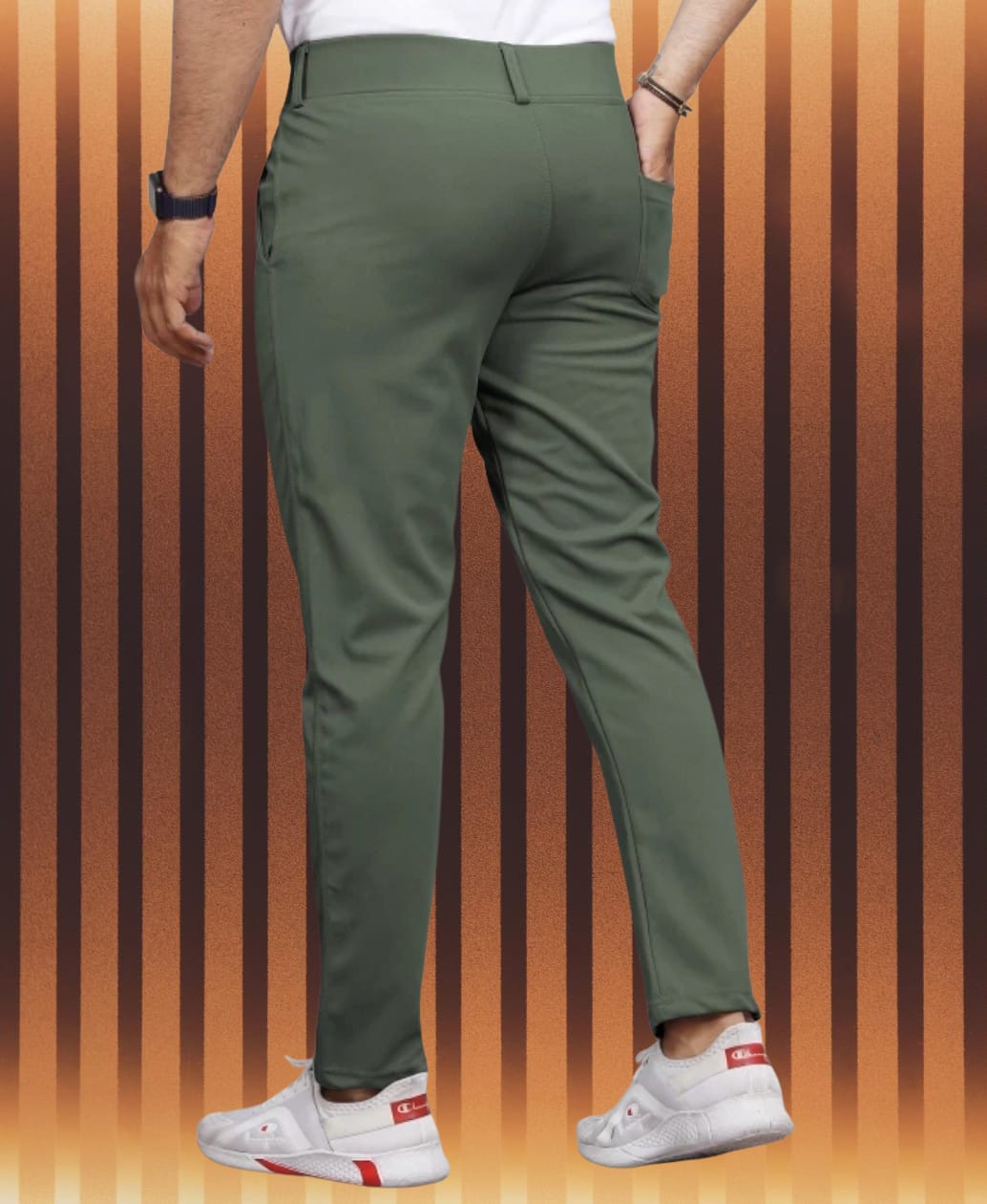 Men Regular Fit Light Green Lycra Blend Trousers