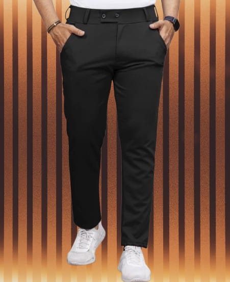 Men Solid Black Pant