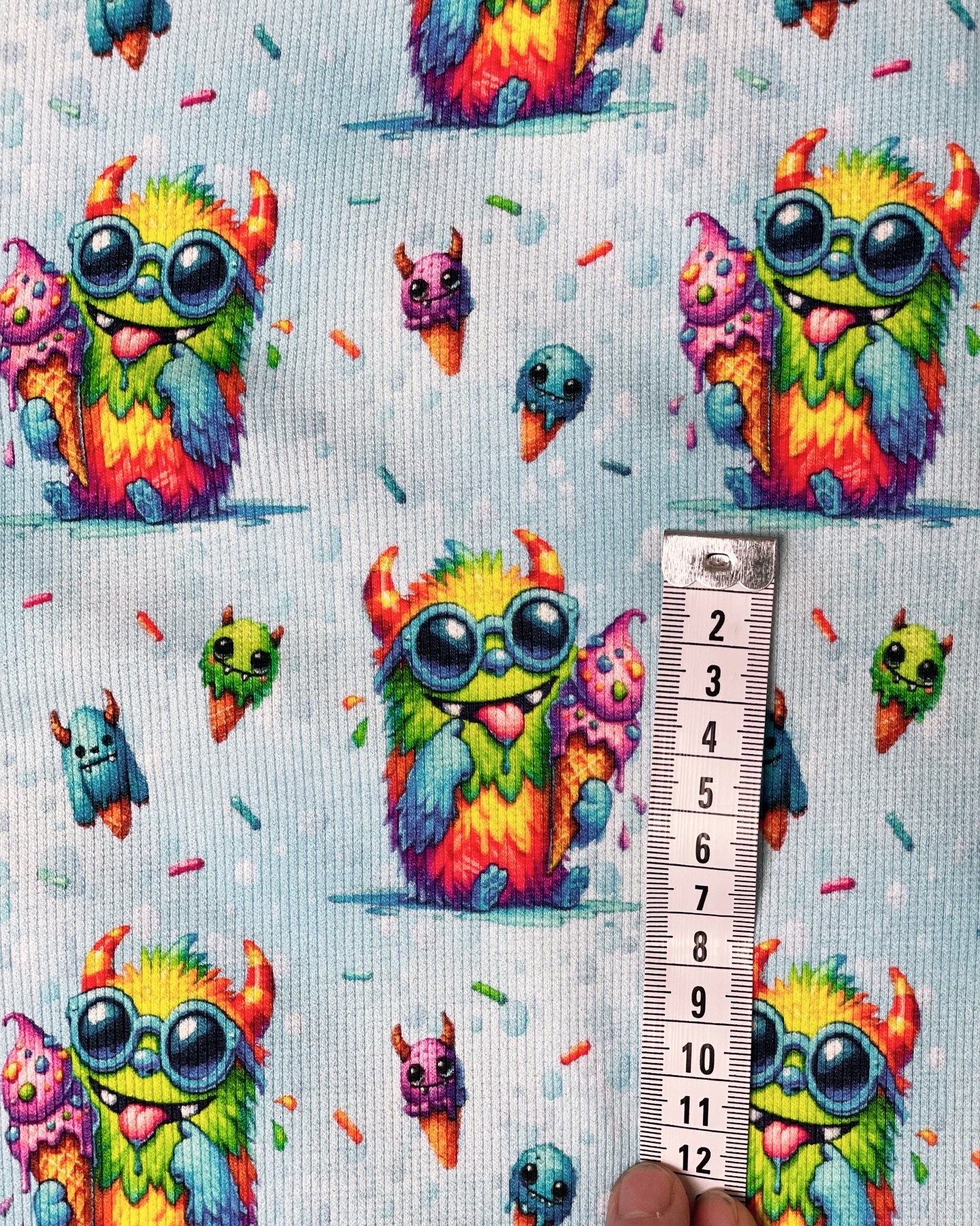 Eigenproduktion Sommer Ripp-Jersey Eismonster (kleinere Motive) 