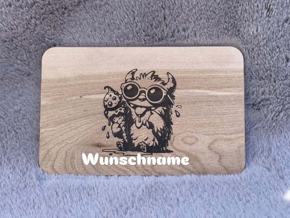Personalisiertes Kinder Frühstücksbrettchen Eismonster
