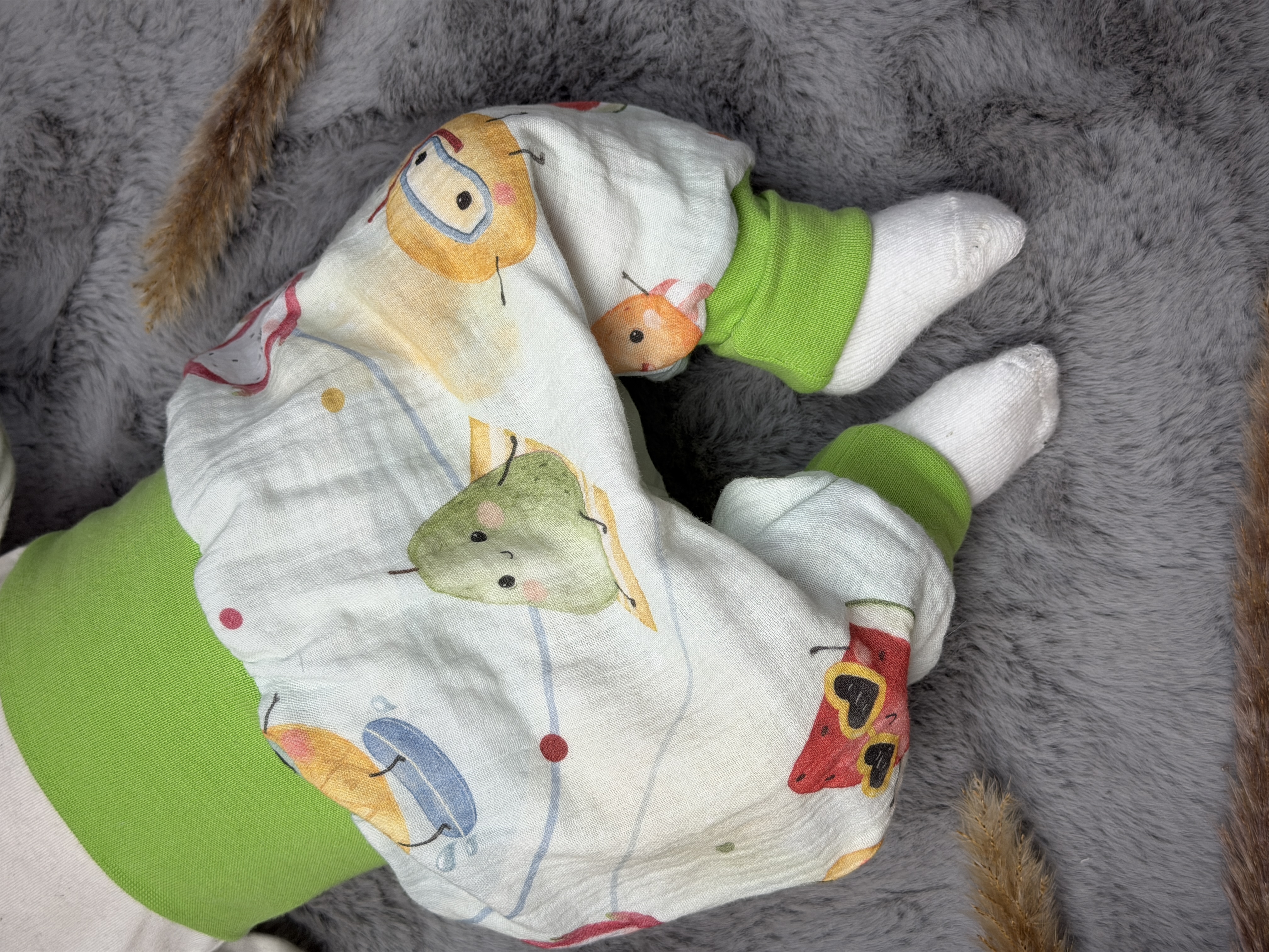 Baby Musselin Pumphose (Sommer Früchte, grüne Bündchen)