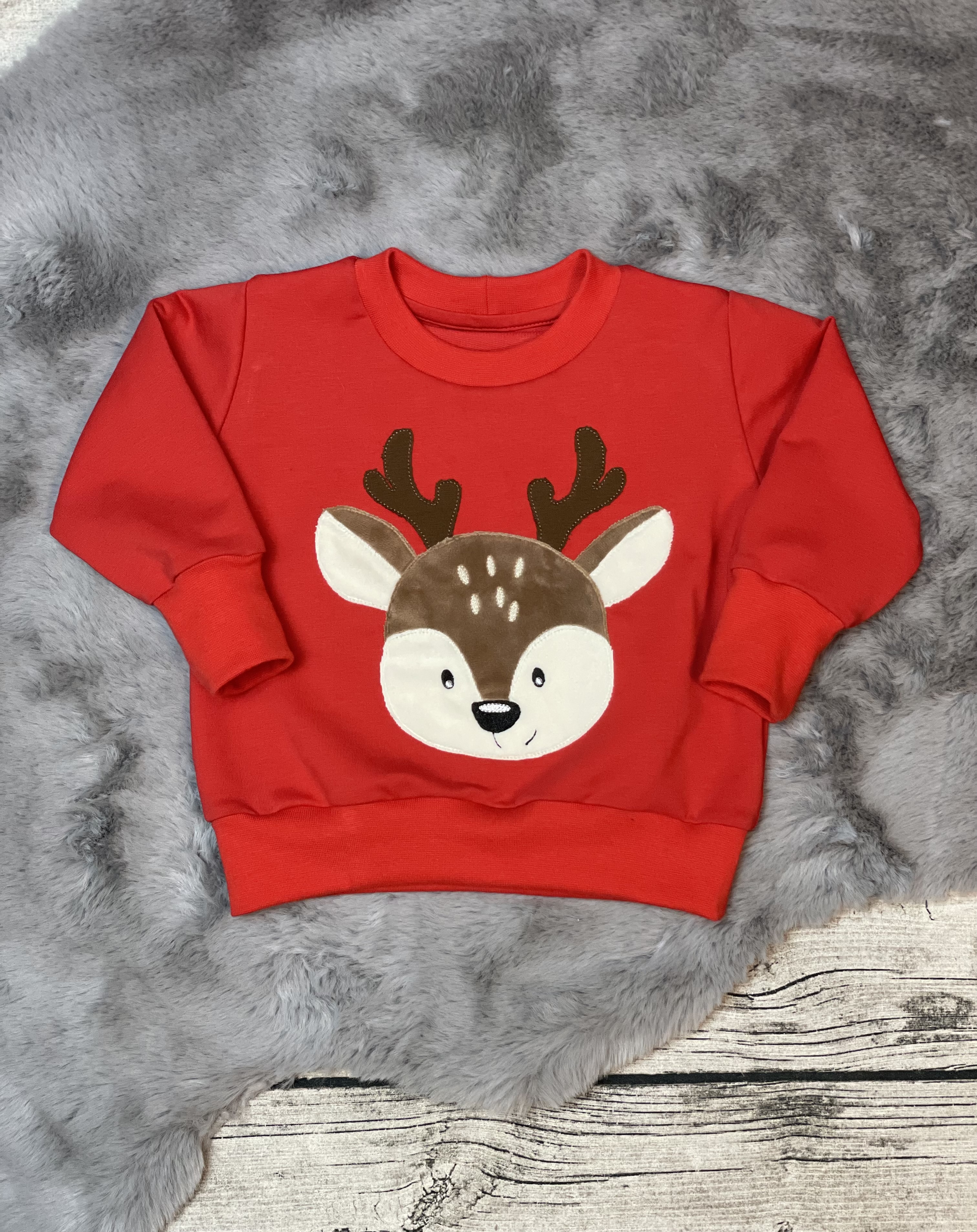 Oversize Sweater mit Rentier Plüsch Stick (Weihnachten)