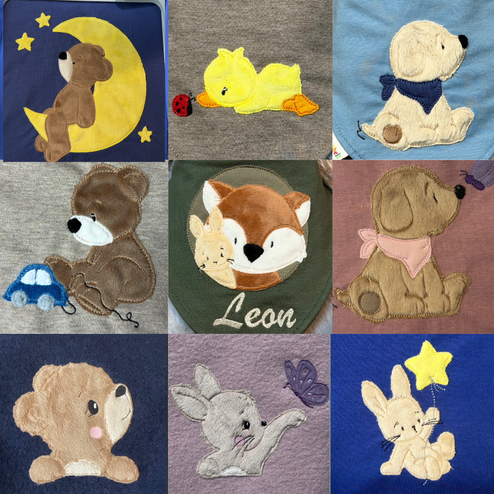 Baumwollbeutel mit Stickmotiv und Klettverschluss