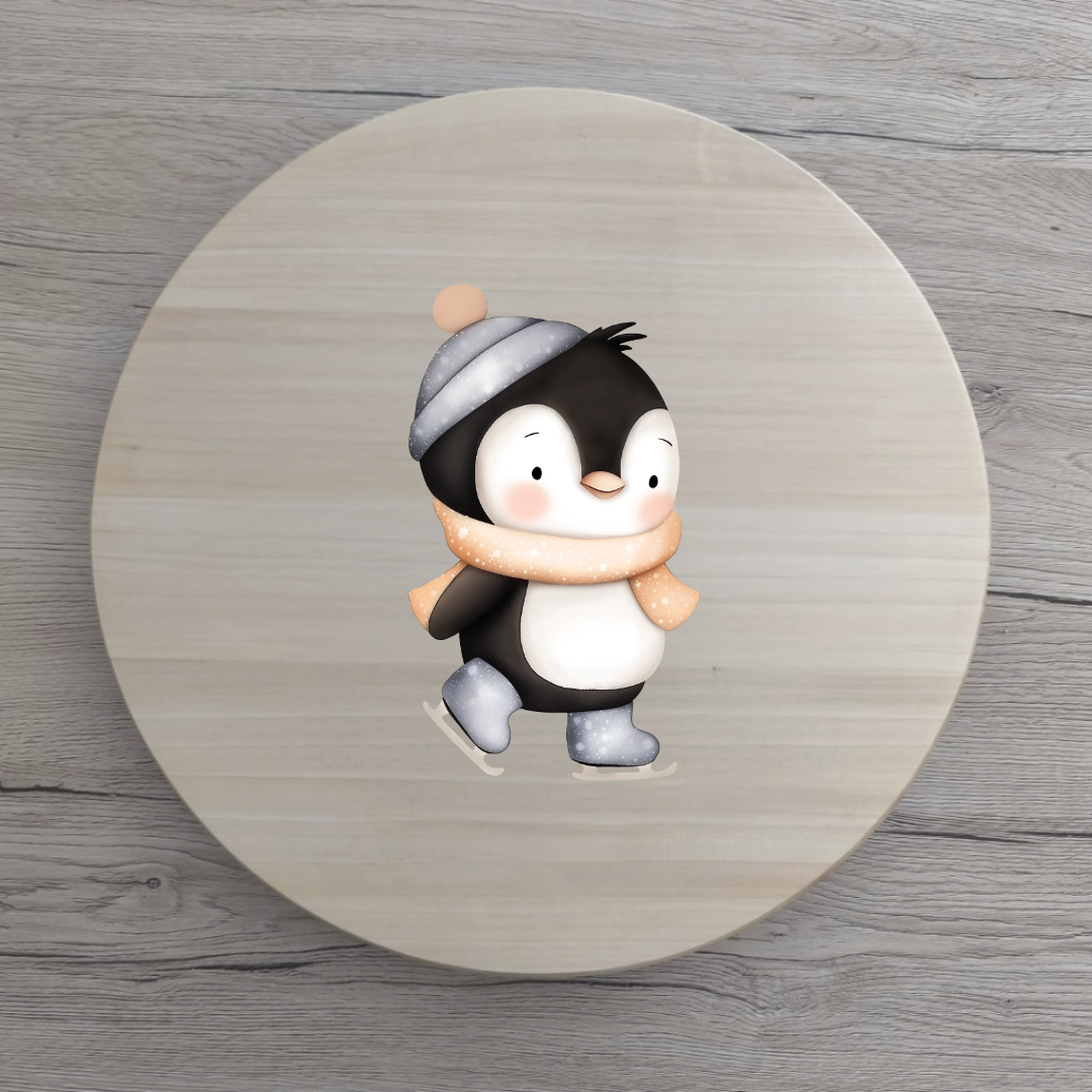 Vorbestellung Schlittschuh Pinguin Bügelbild