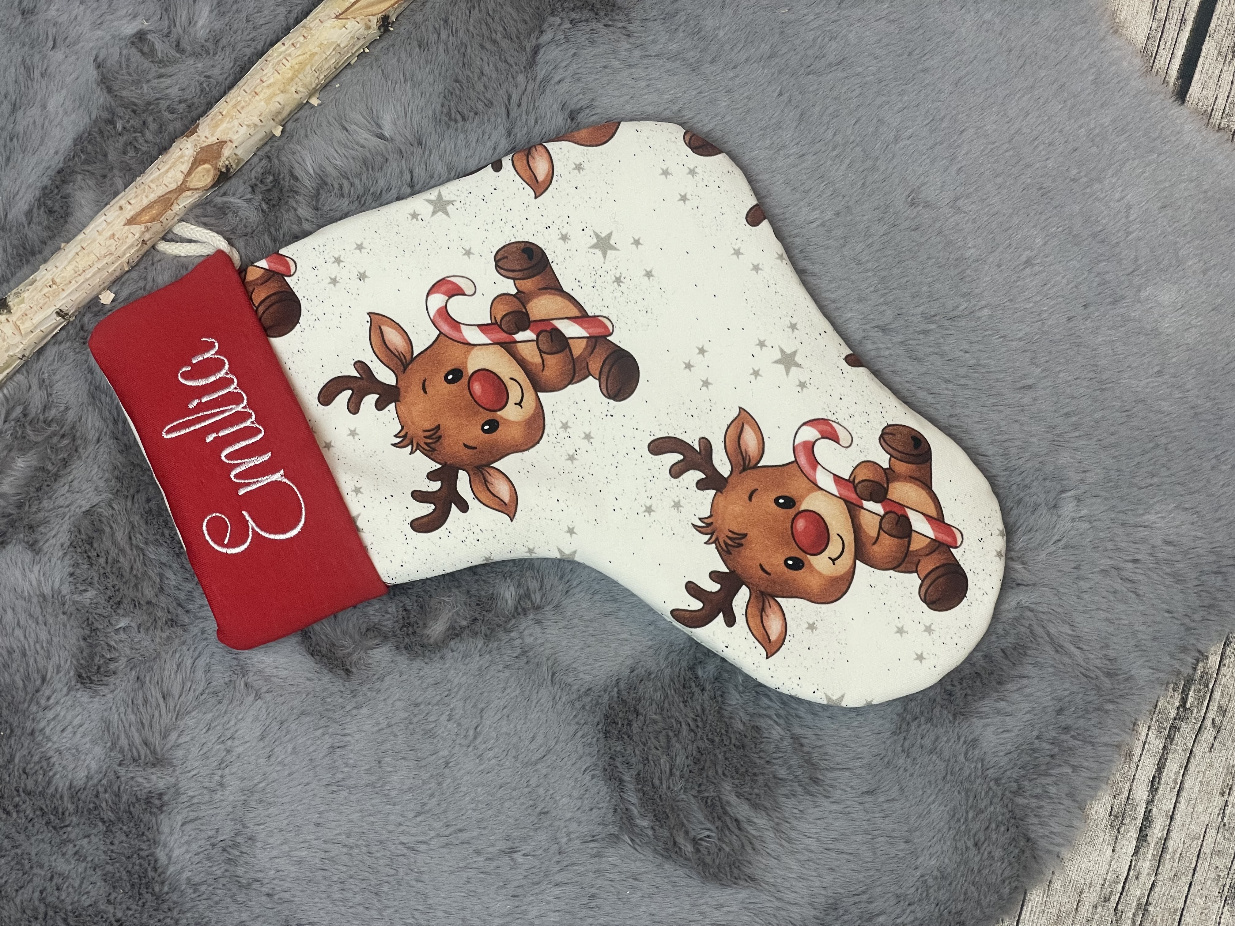 Nikolaussocke mit gestickten Namen 