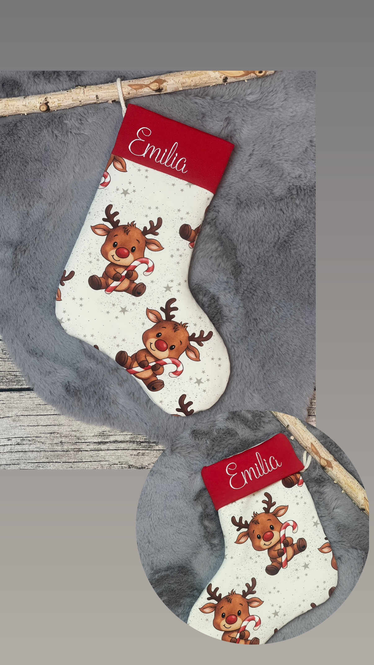 Nikolaussocke mit gestickten Namen 