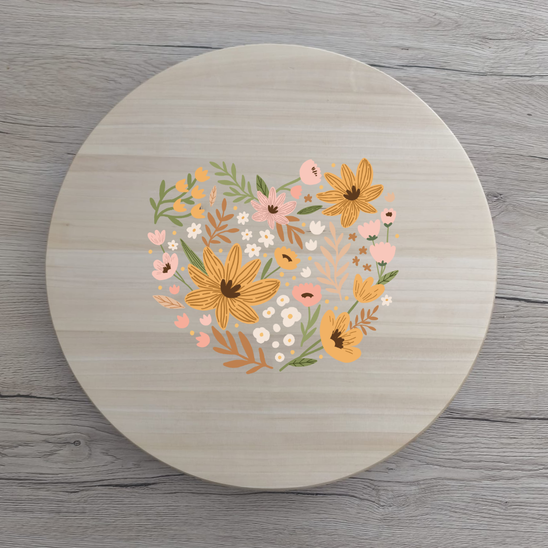 Bügelbild Blumenherz 16x14cm 