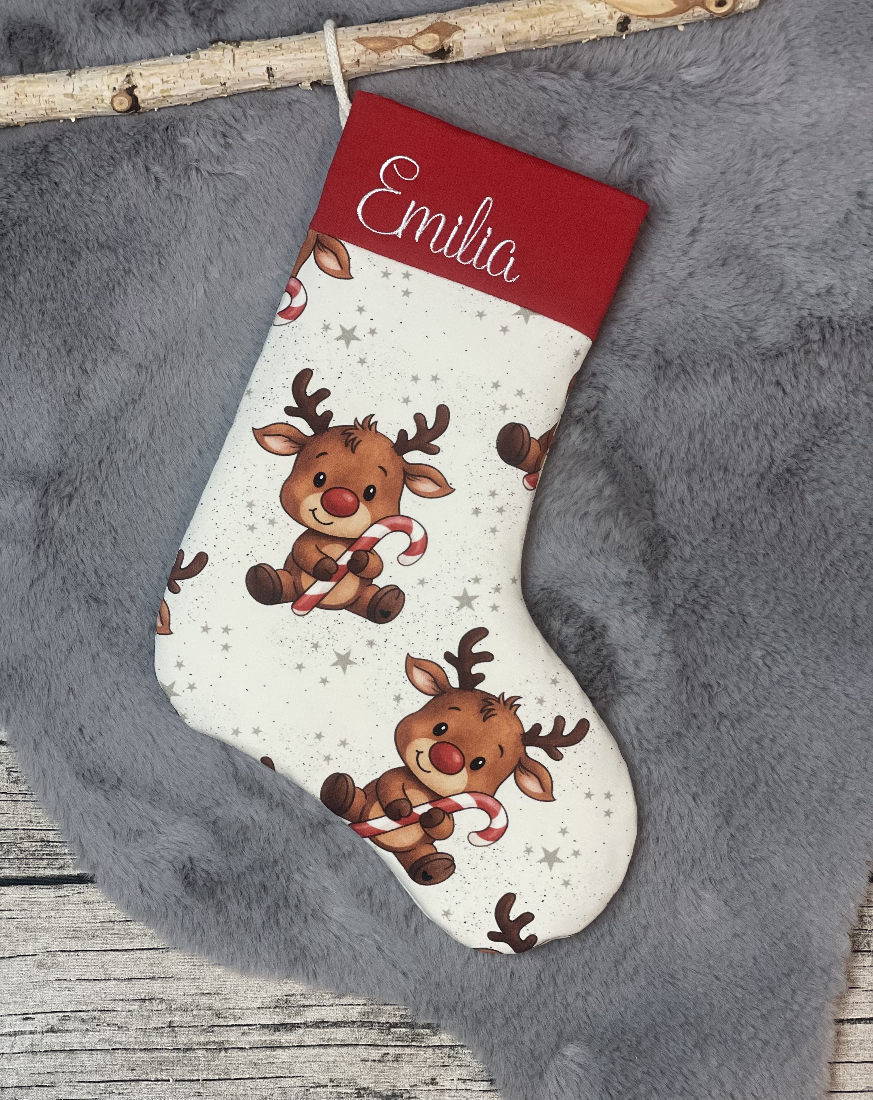 Nikolaussocke mit gestickten Namen 