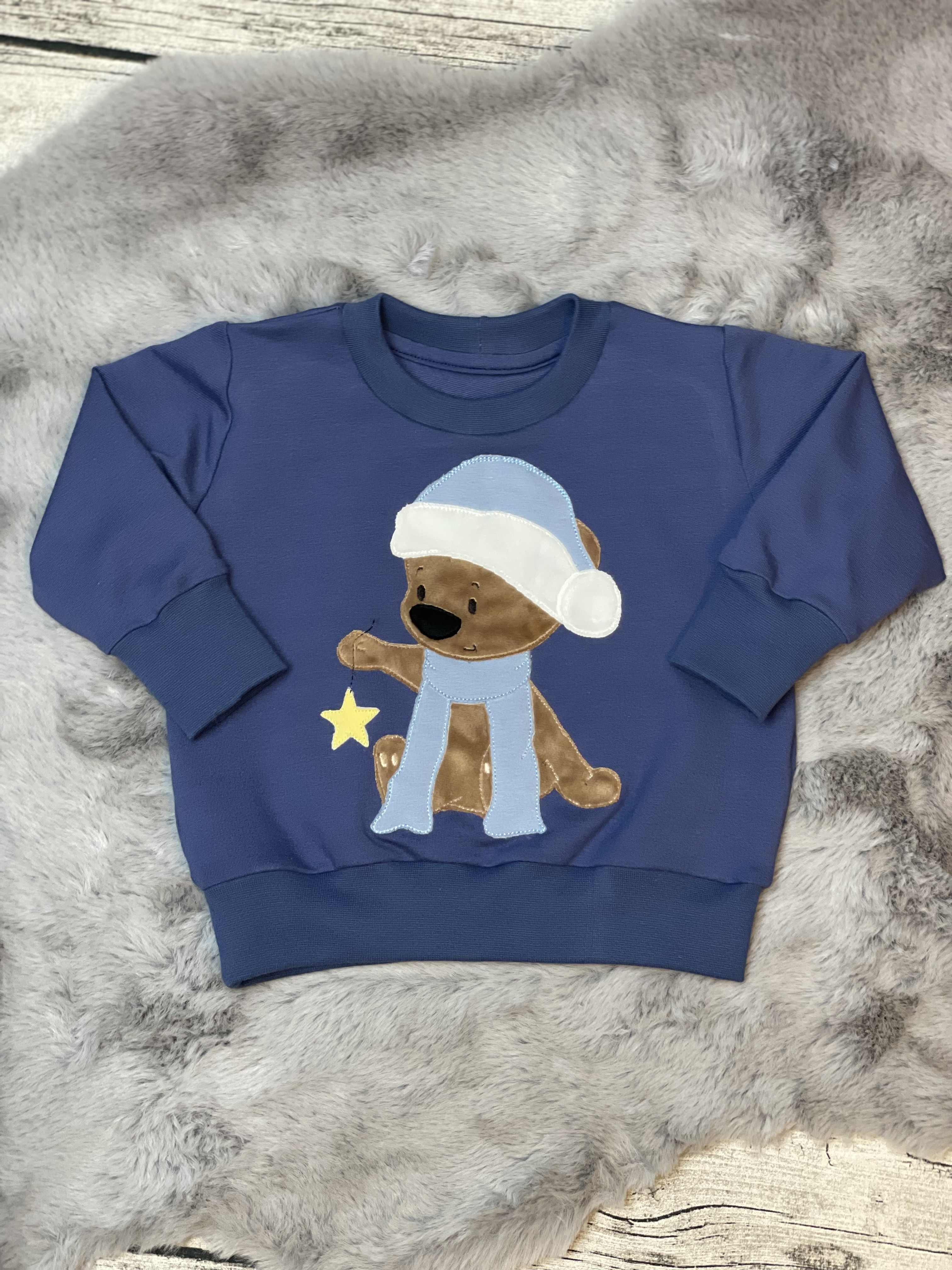 Oversize Sweater mit Eisbären/Pinguin Plüsch Stick