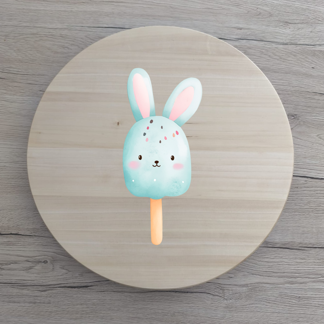 Bügelbild Eistierchen Hase blau 16 x 8cm