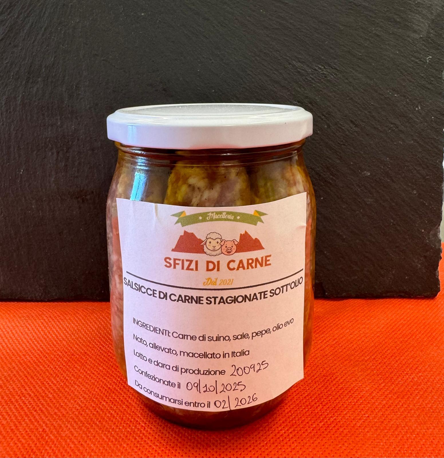 7 SALSICCE DI CARNE DI SUINO STAGIONATE SOTT'OLIO IN BARATTOLO