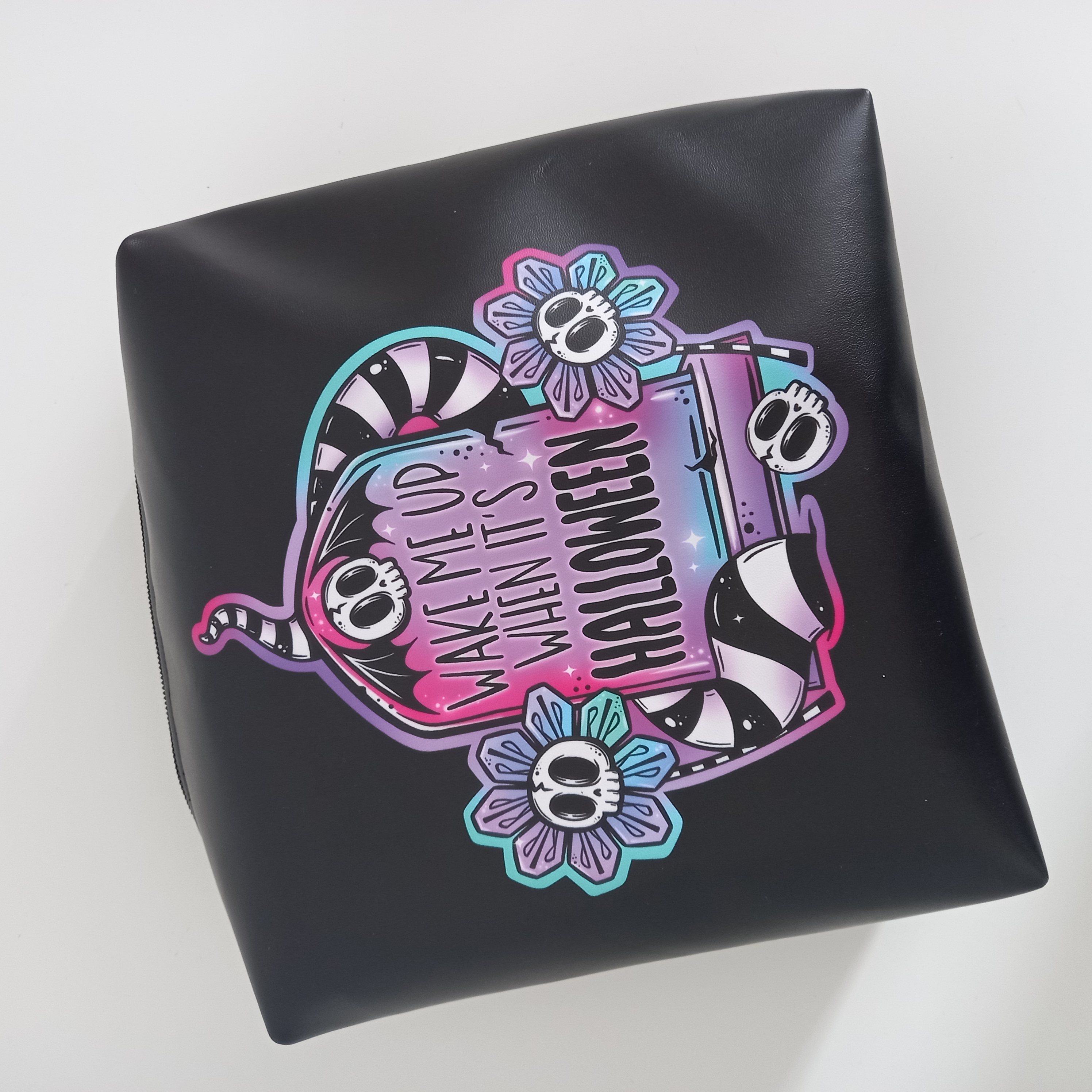 Faux leather Halloween large make up/ toiletry bag