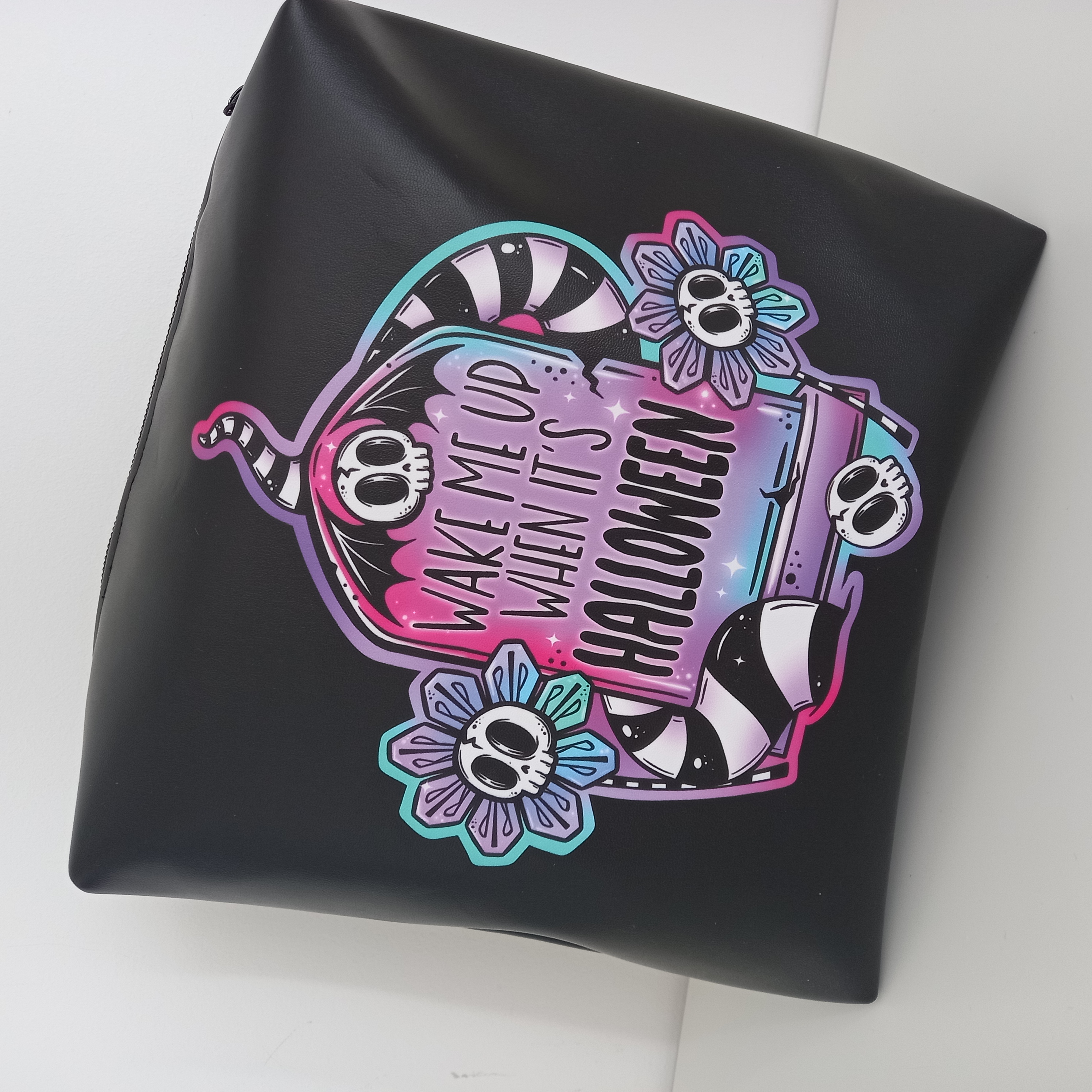 Faux leather Halloween large make up/ toiletry bag