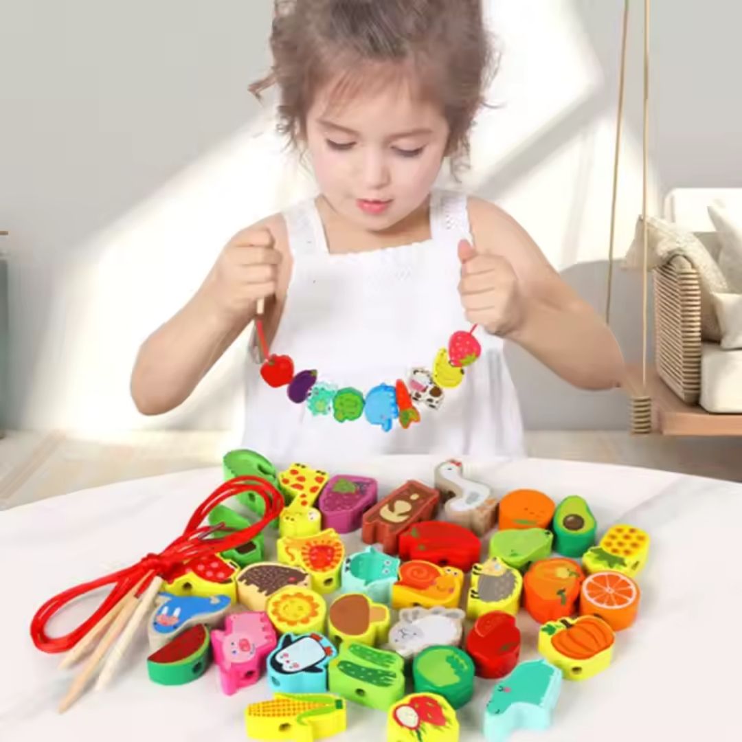 Wooden Lacing Beads for Children