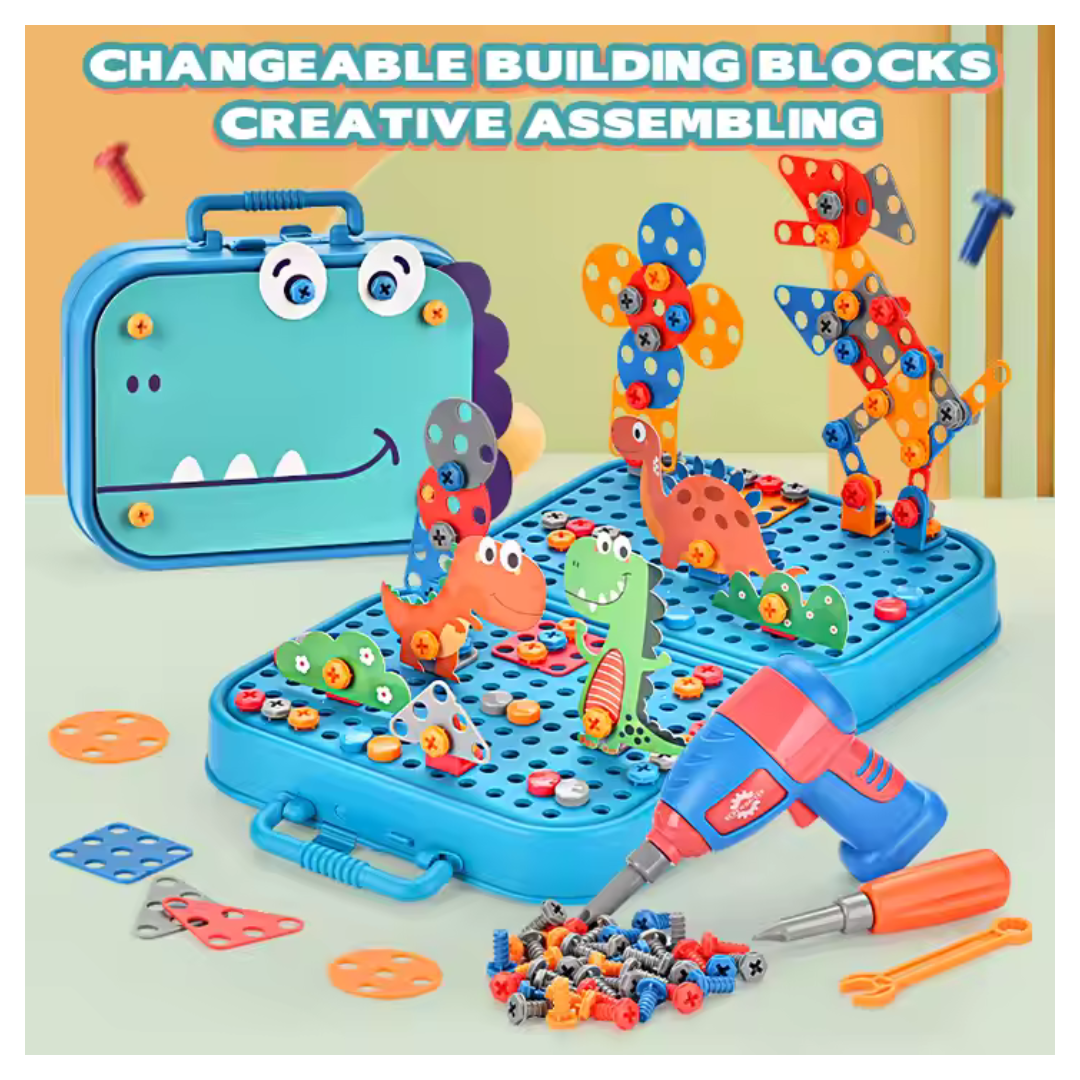 Dinosaur-Themed Building Block Set