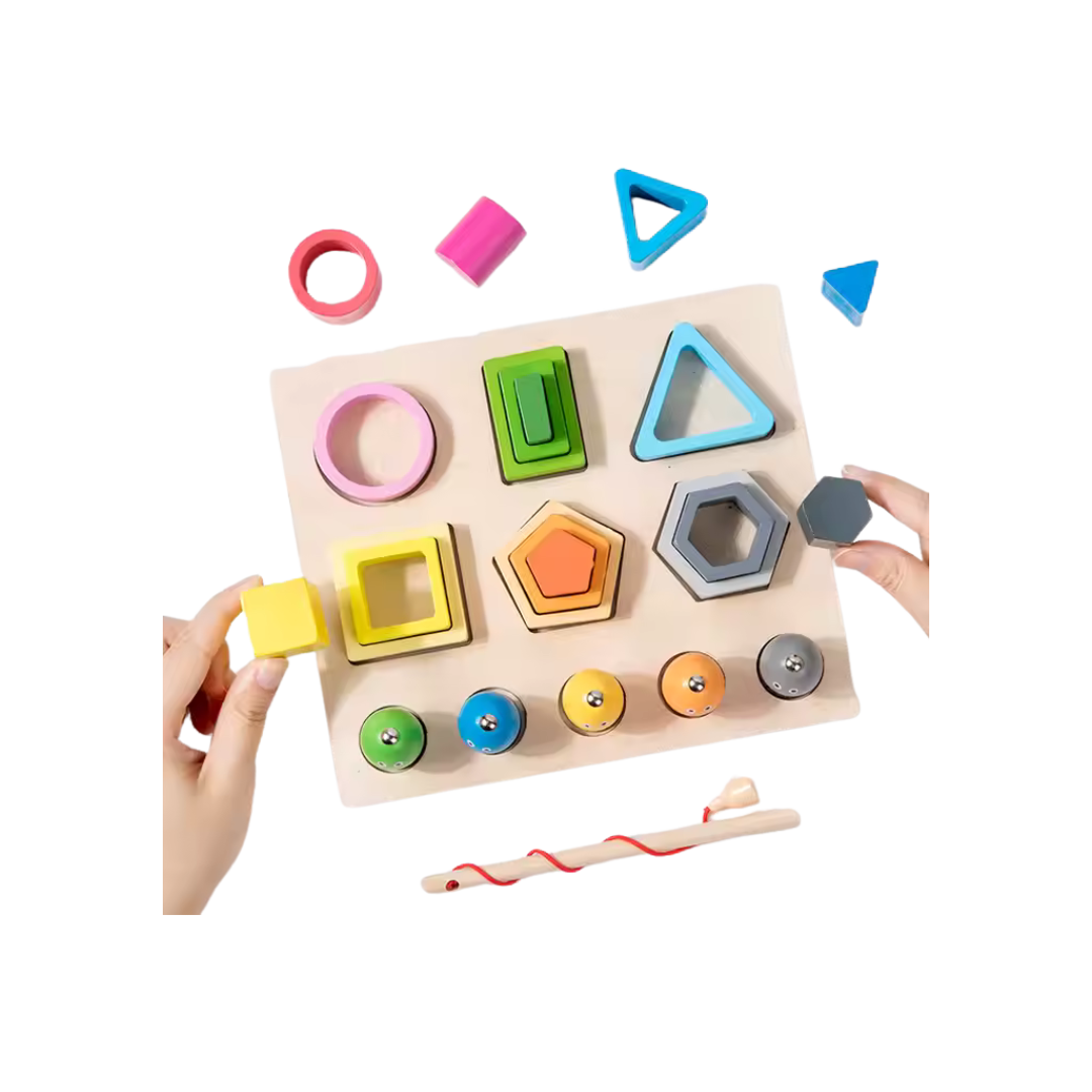 Wooden Shape Sorting Fishing Game