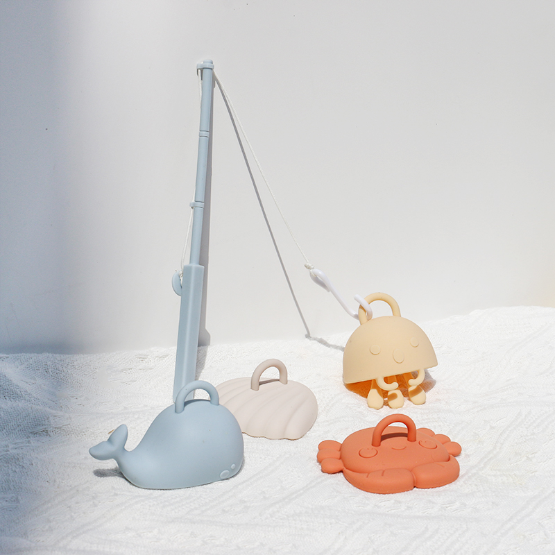 Silicone Sea Creature Fishing Toy Set
