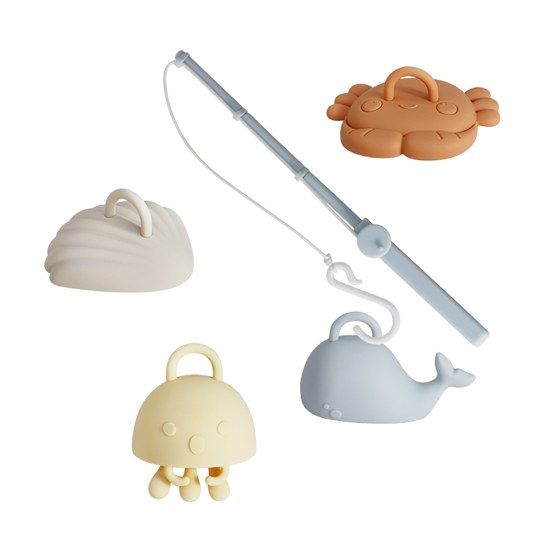 Silicone Sea Creature Fishing Toy Set
