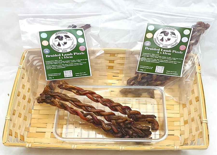 Jessdog Braided Lamb Pizzle 15cm - Natural Dog Treat