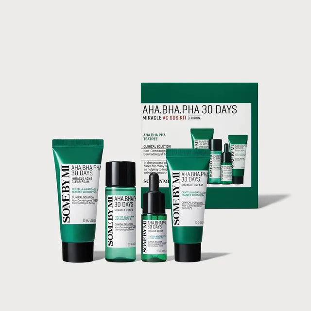 SOME BY MI - AHA, BHA, PHA 30 Days Miracle AC SOS Kit المجموعة المعجزة باحماض الهيدروكسى لعلاج حب الشباب فى 30 يوماً