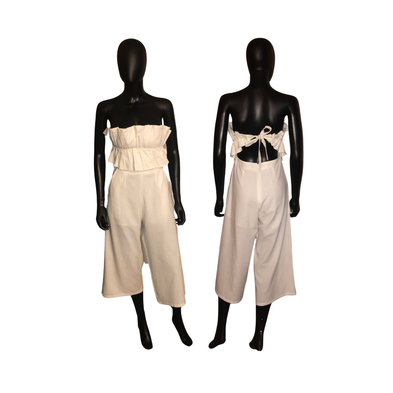 Linen White Tube Jumpsuit