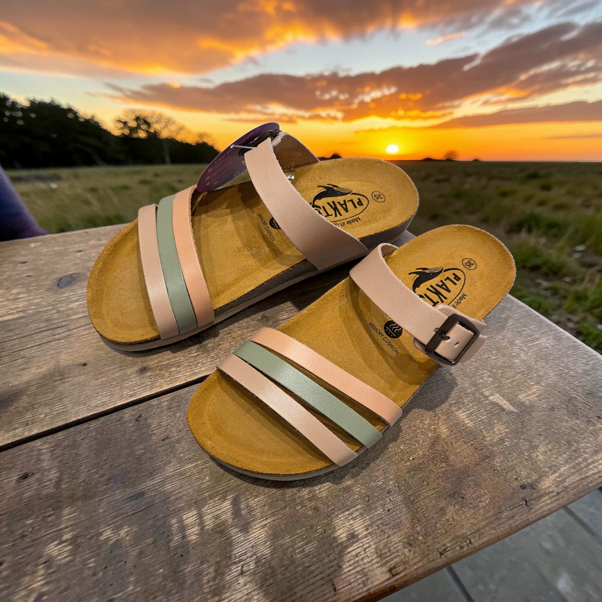 Sandálias Clássicas Salmão e Verde PLAKTON