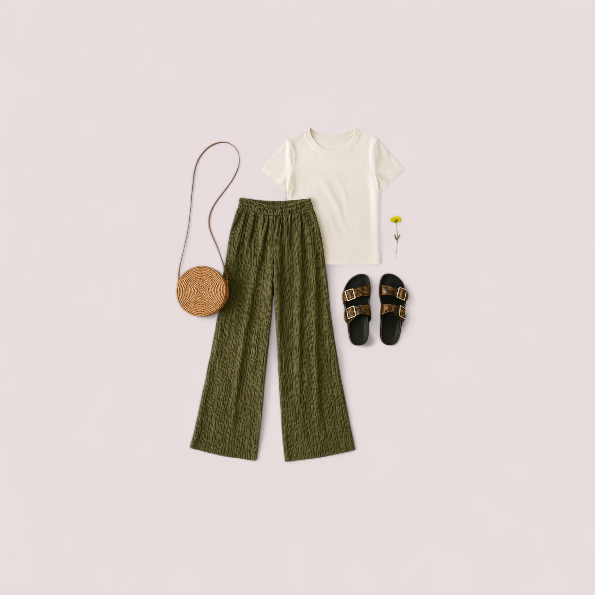 Calça pantalona rendada