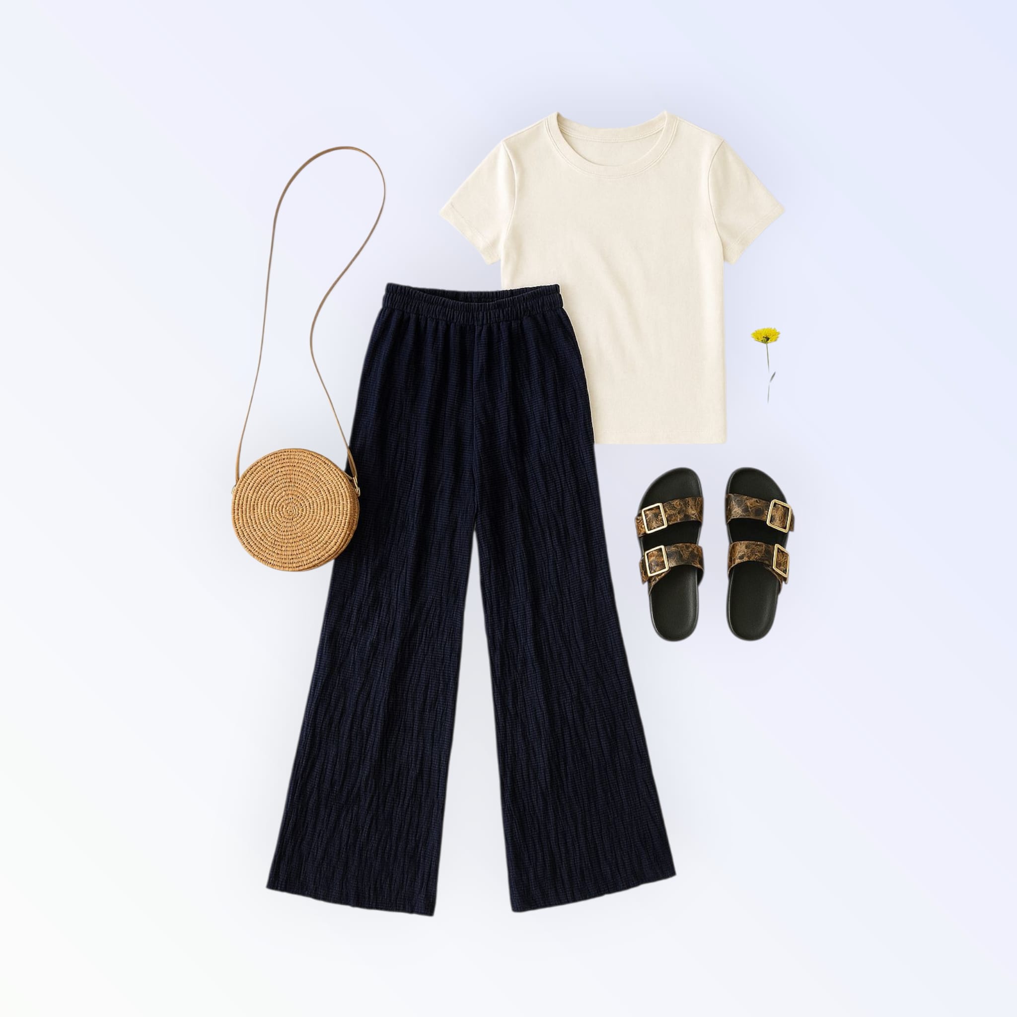 Calça pantalona rendada