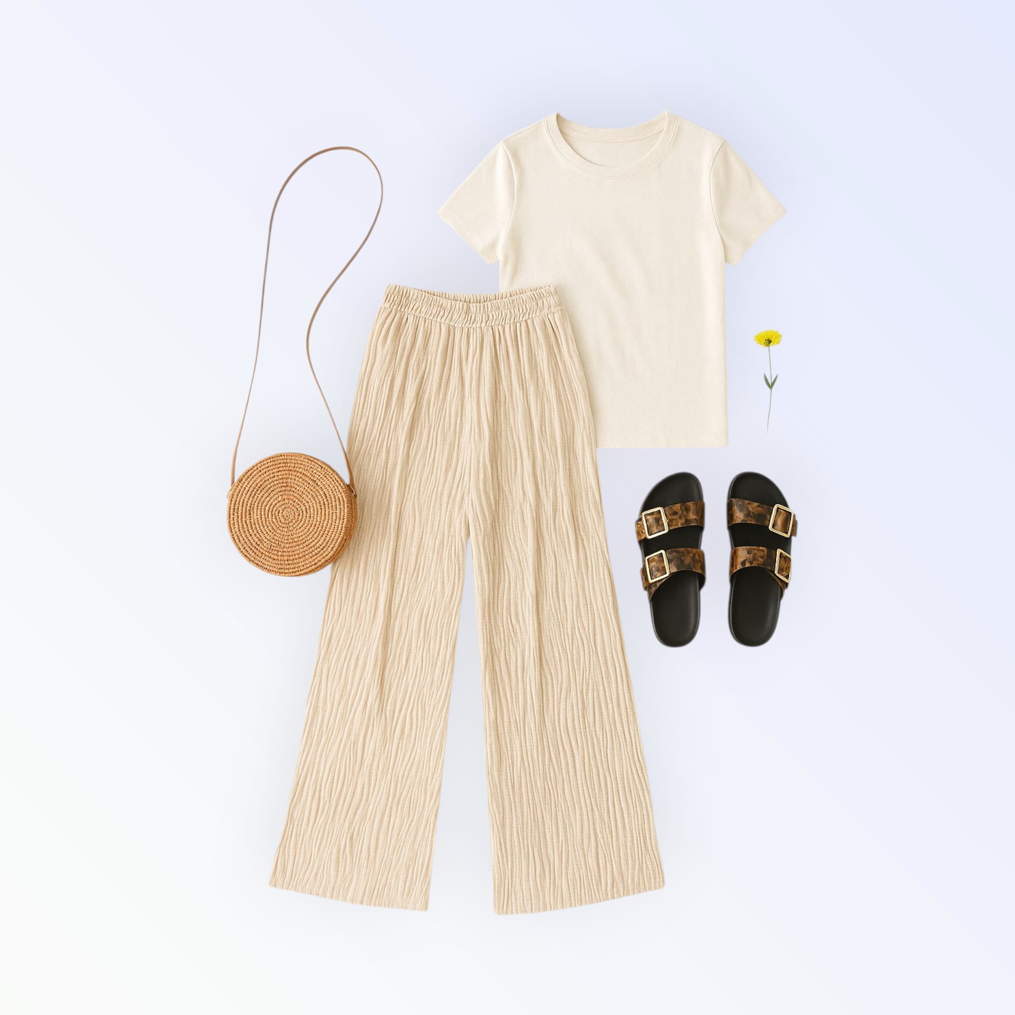 Calça pantalona rendada