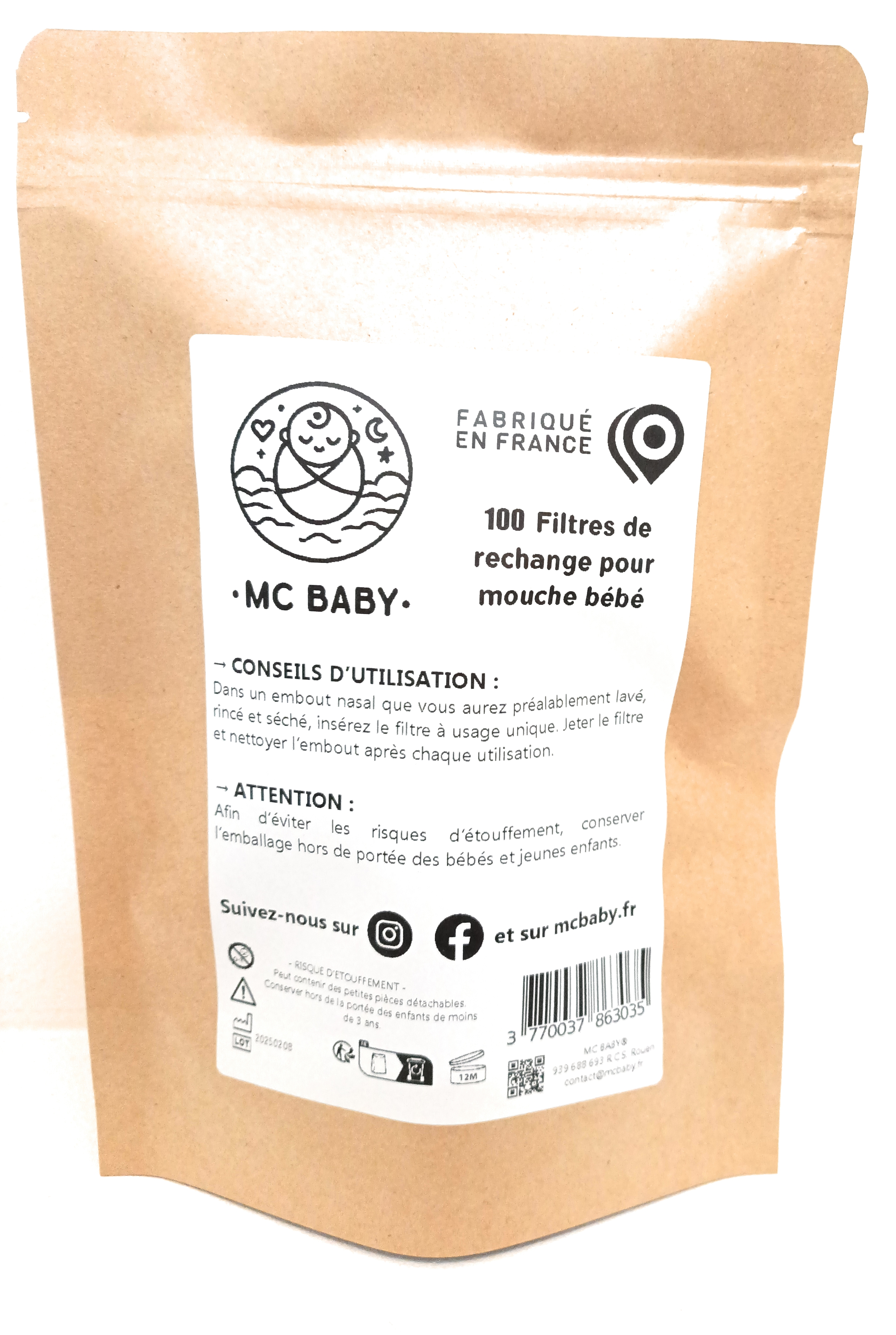 Lot de 100 filtres universels pour mouche bébé manuel 