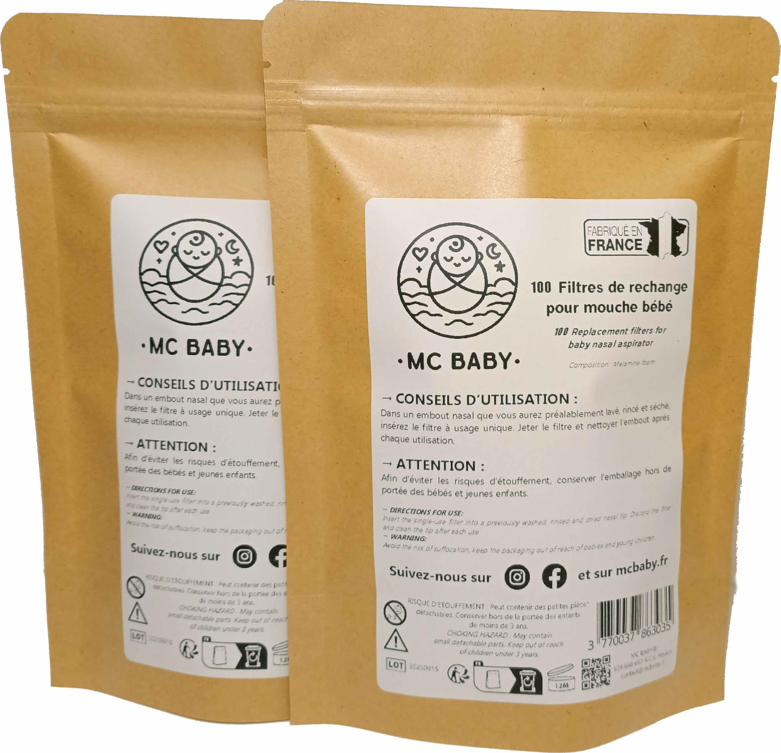 ECO - 2 Lots de 100 Filtres pour mouche bébé manuel