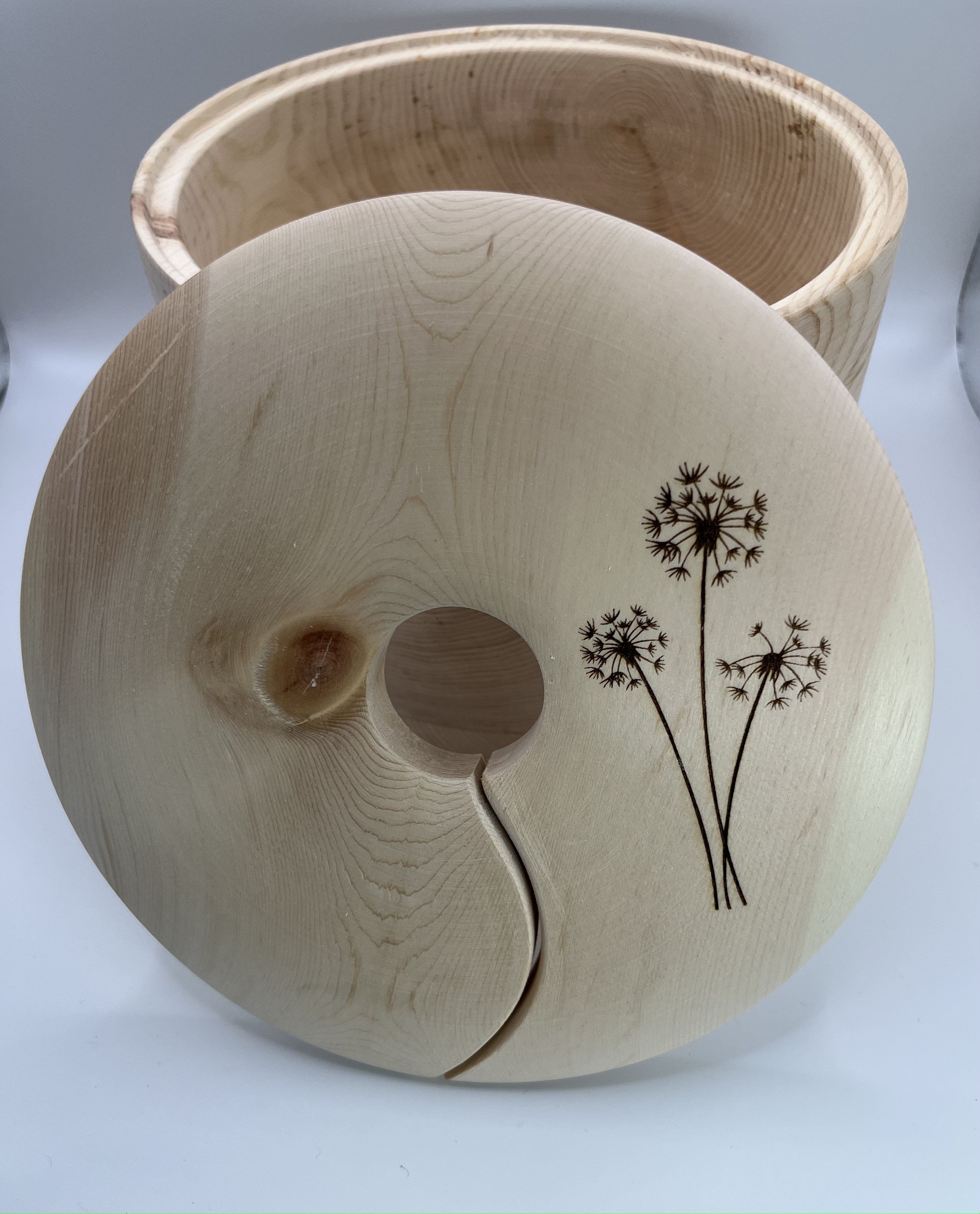 Garnschale XL mit Deckel und Loch