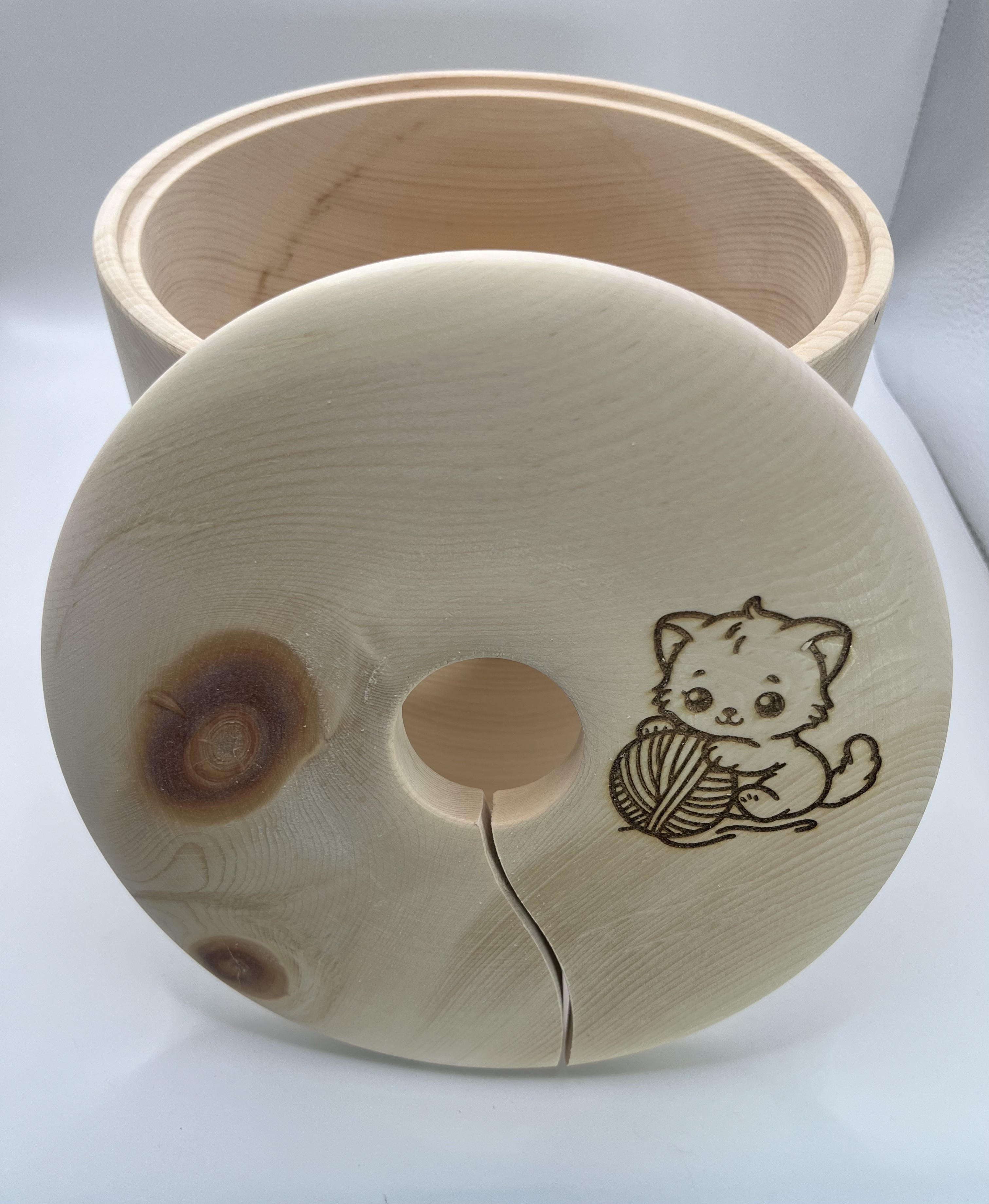 Garnschale XL mit Deckel und Loch