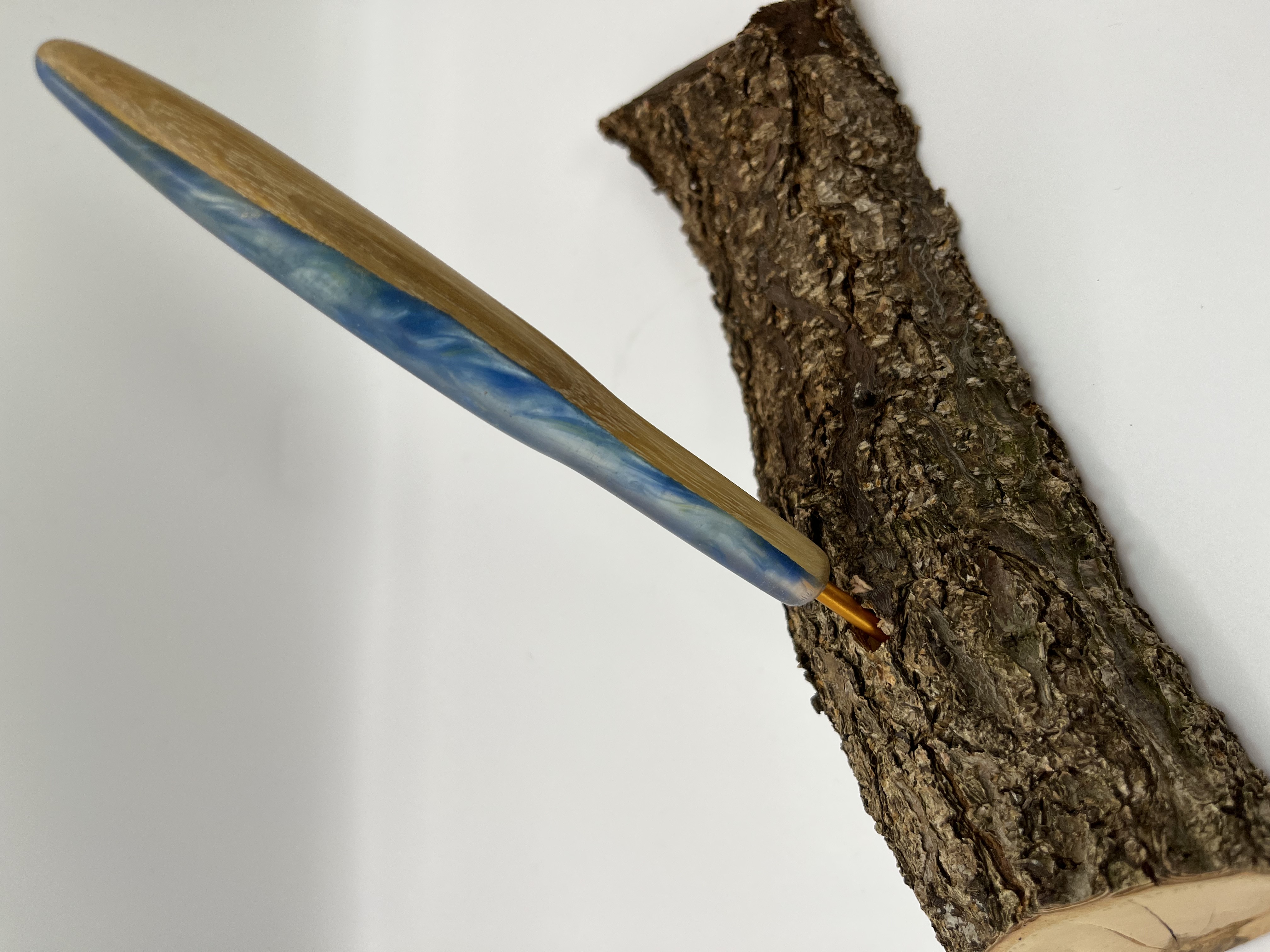 Häkelnadel Olive mit Epoxidharz Haken Cover 3,5 mm Zapfenform