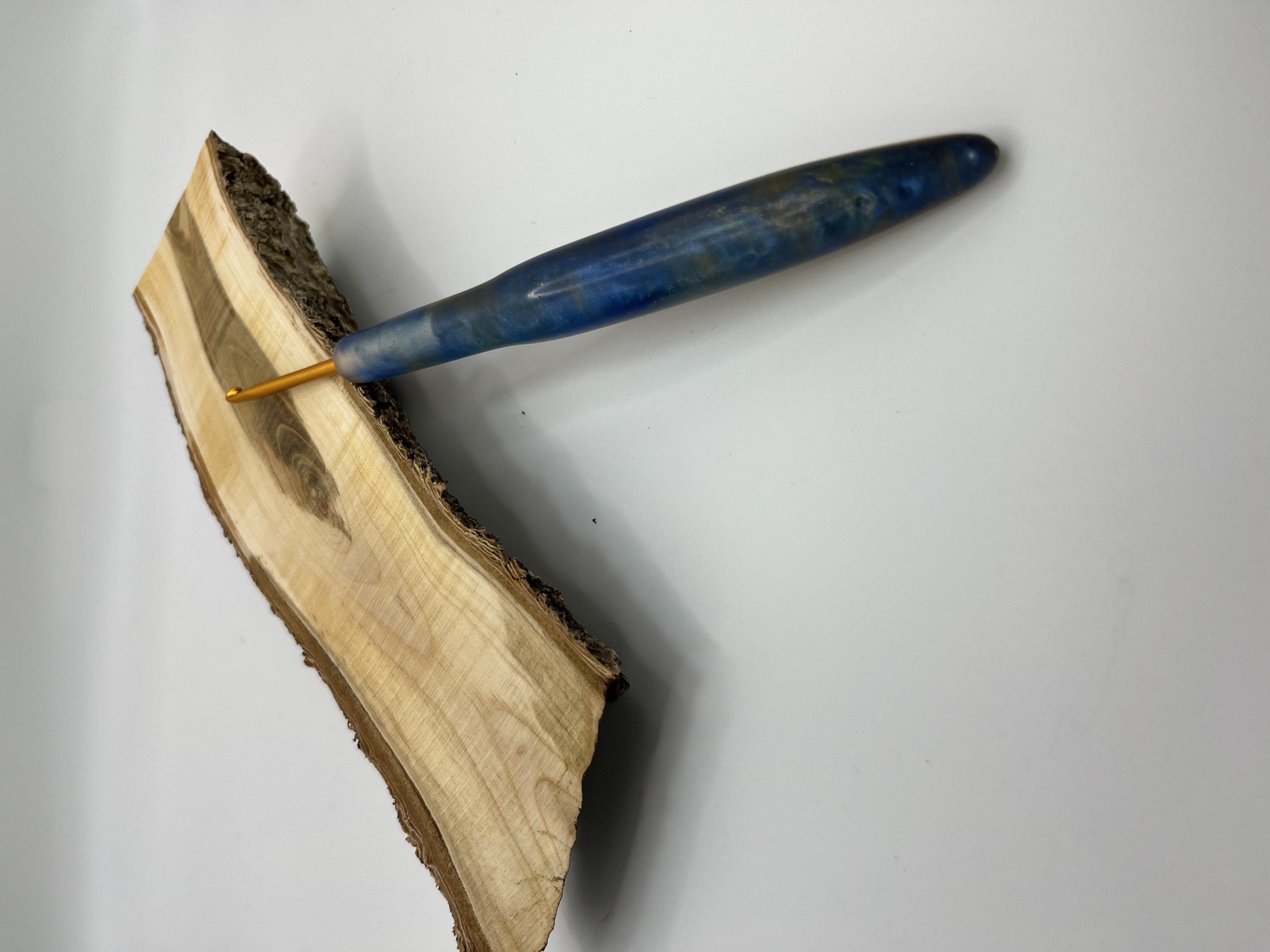 Häkelnadel Olive mit Epoxidharz Haken Cover 3,5 mm Zapfenform