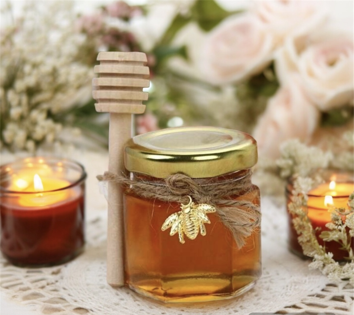 petit pot de miel avec etiquette personnalisée