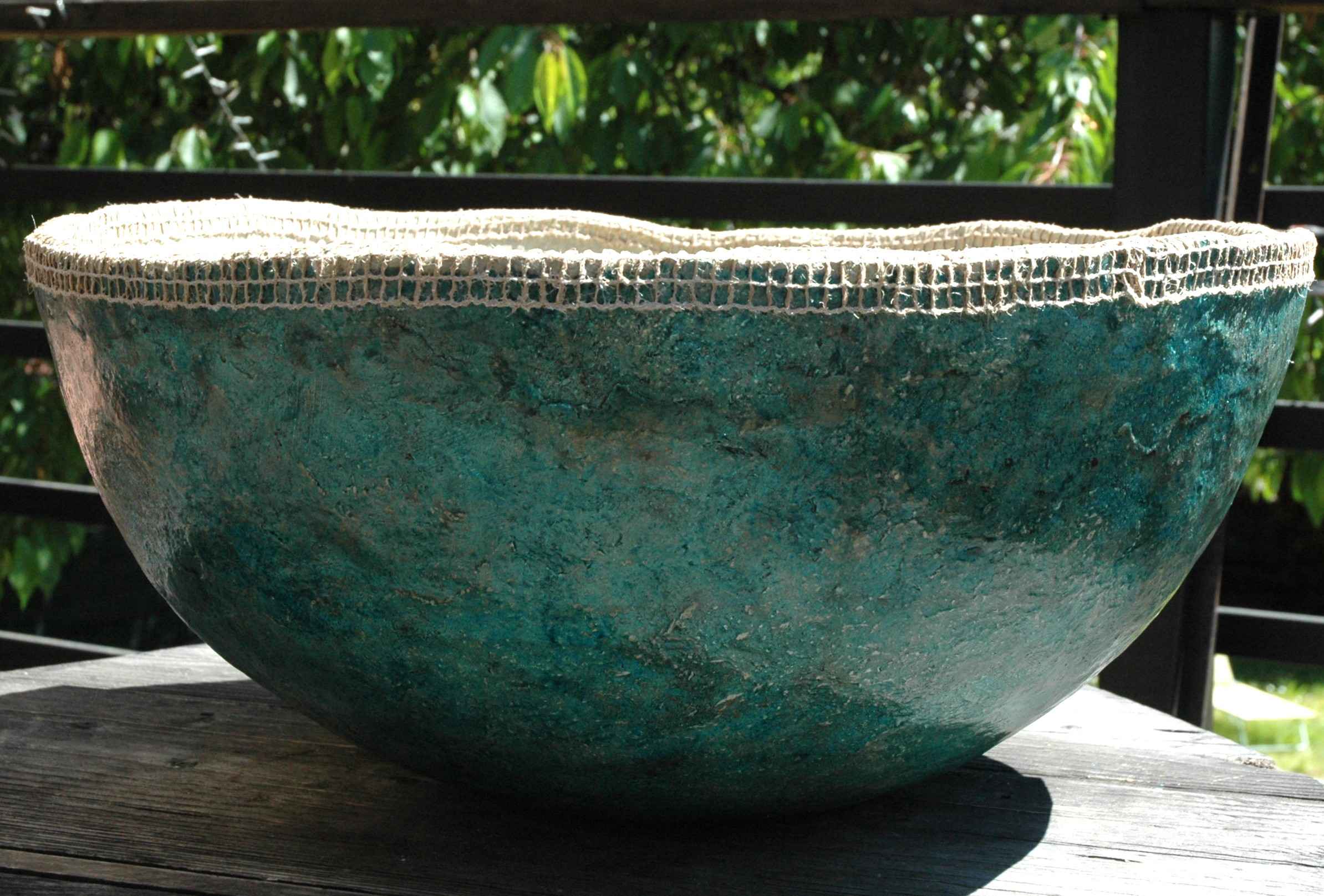 Grande coupe patine bleue intérieur naturel