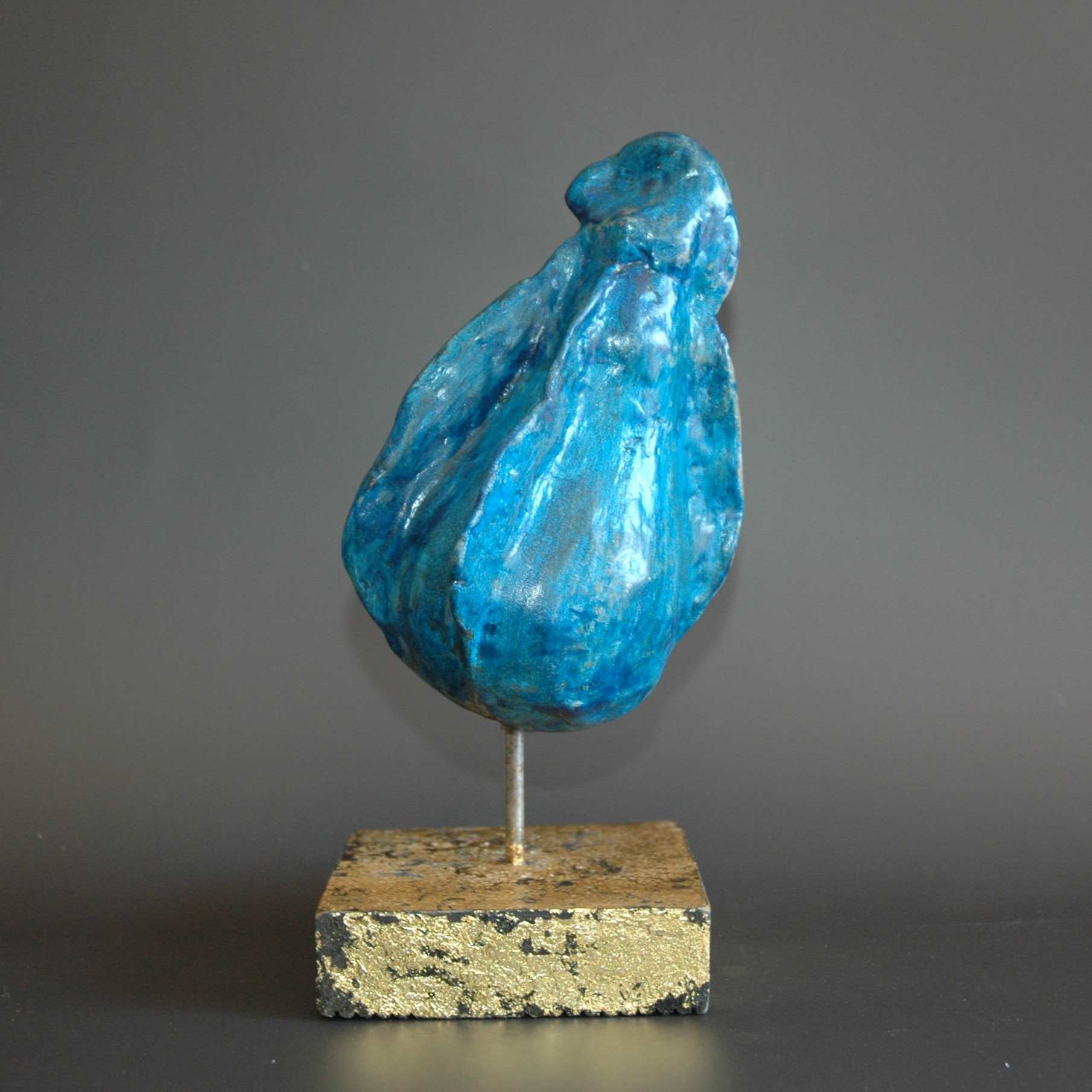 Sculpture oiseau trapu Bleu Chefchaouen