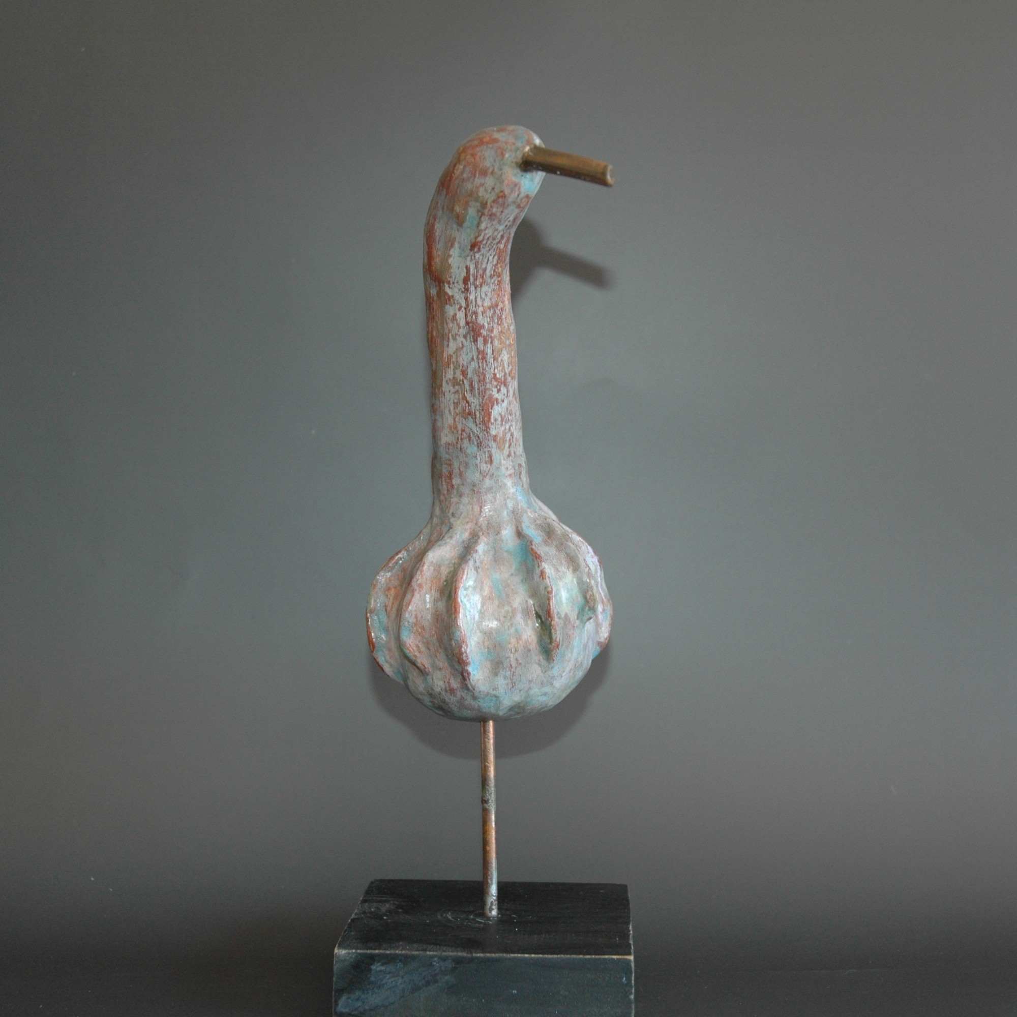 Sculpture oiseau au long cou