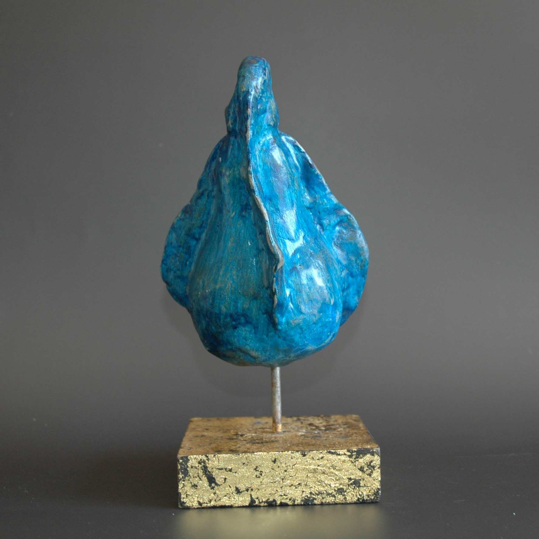 Sculpture oiseau trapu Bleu Chefchaouen