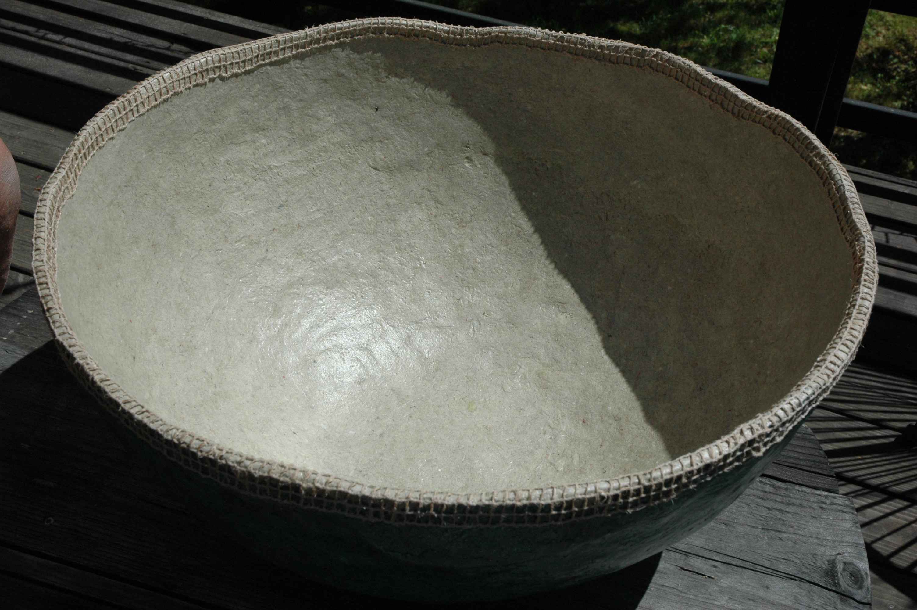 Grande coupe patine bleue intérieur naturel